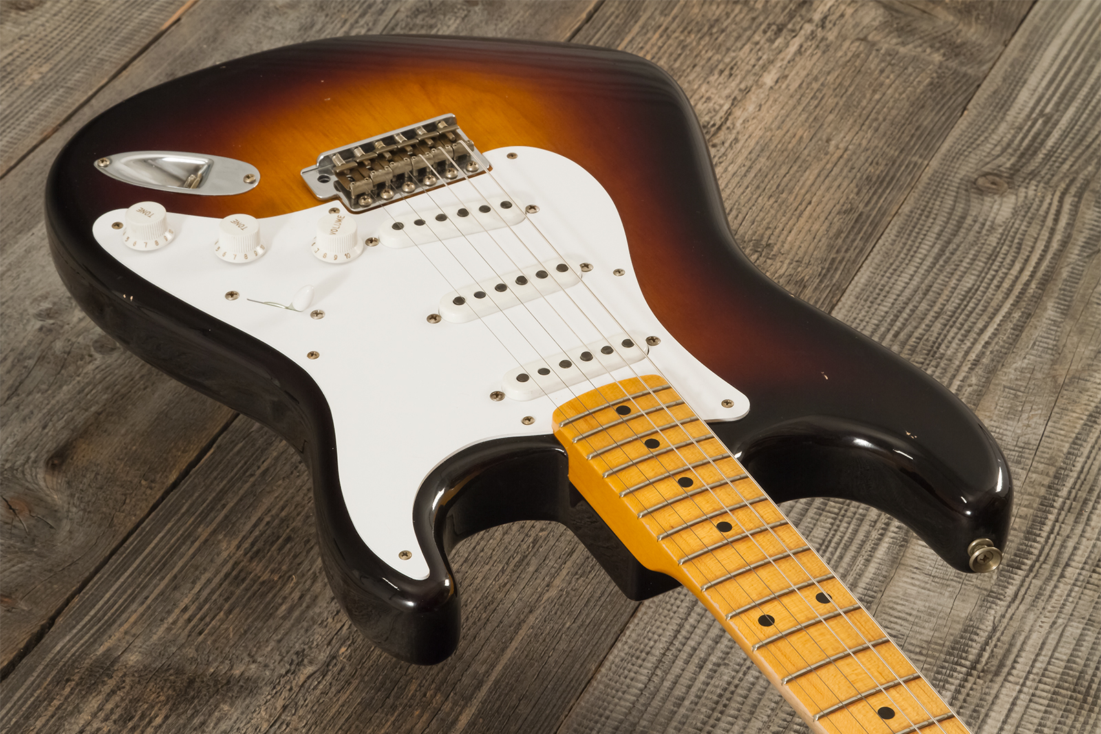 Fender Custom Shop Strat 1954 70th Anniv. 3s Trem Mn #xn4241 - Journeyman Relic Wide-fade 2-color Sunburst - Elektrische gitaar in Strat vorm - Variat