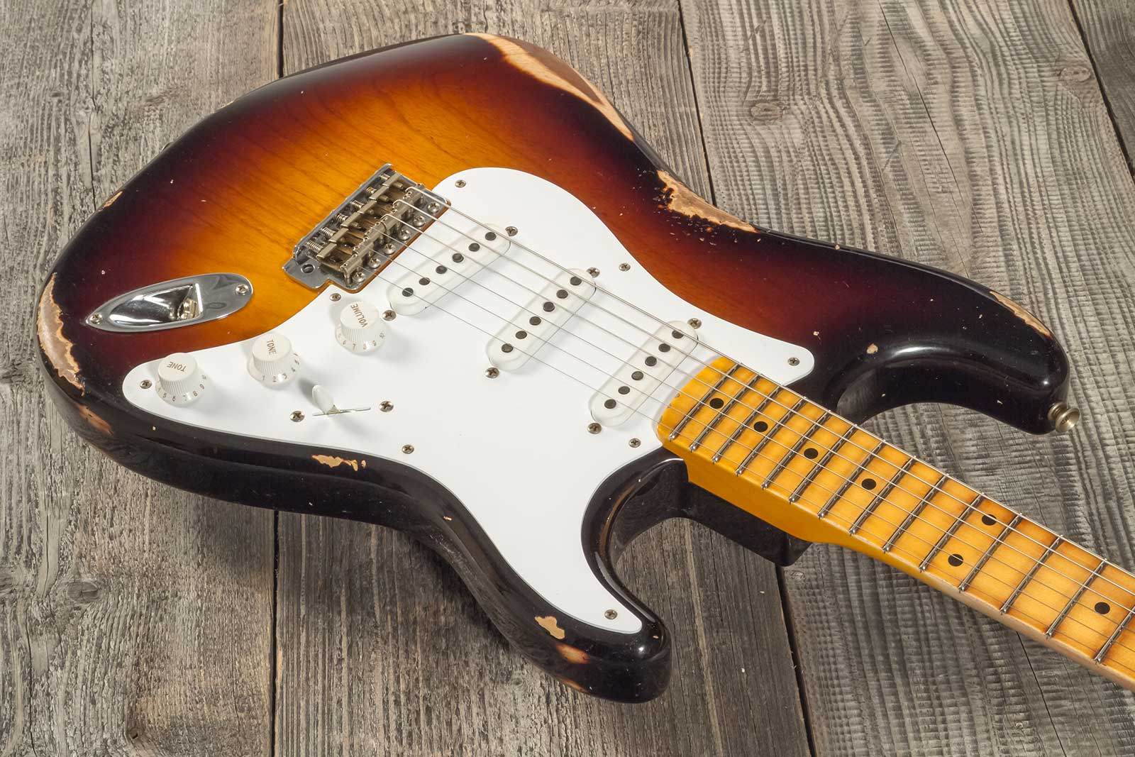 Fender Custom Shop Strat 1954 70th Anniv. 3s Trem Mn #xn4316 - Relic Wide Fade 2-color Sunburst - Elektrische gitaar in Str-vorm - Variation 2