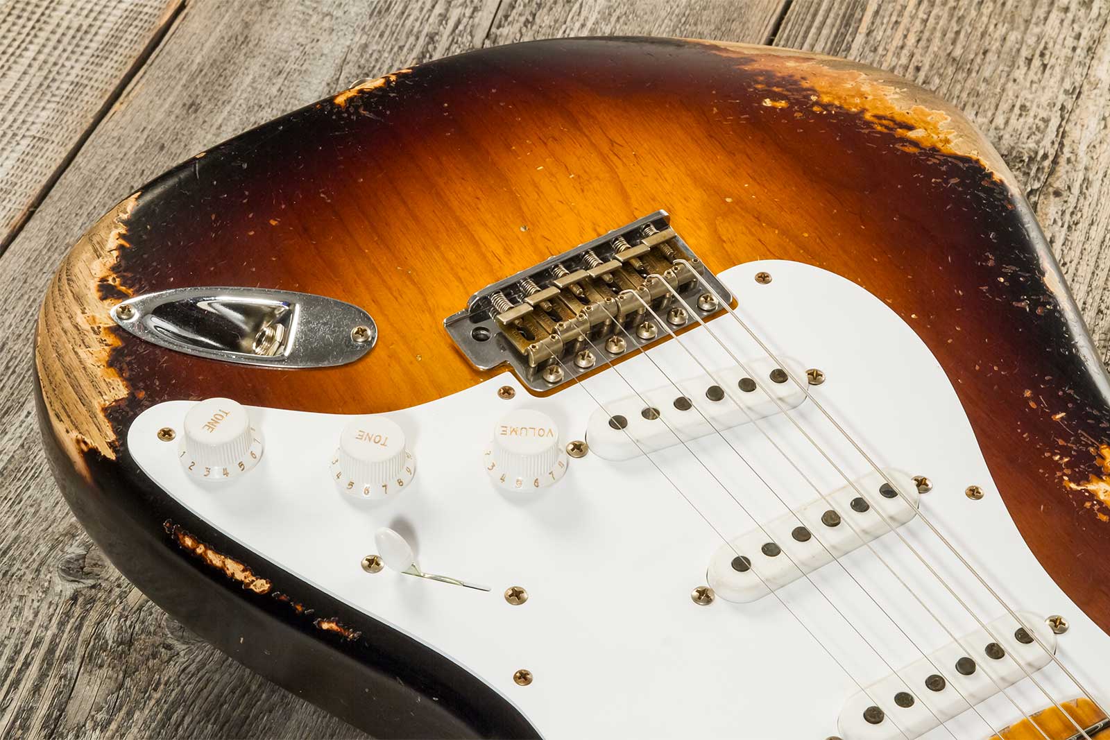 Fender Custom Shop Strat 1954 70th Anniv. 3s Trem Mn #xn4324 - Heavy Relic Wide Fade 2-color Sunburst - Elektrische gitaar in Str-vorm - Variation 3