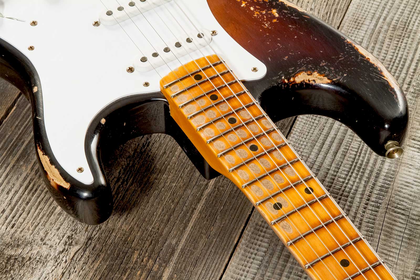 Fender Custom Shop Strat 1954 70th Anniv. 3s Trem Mn #xn4324 - Heavy Relic Wide Fade 2-color Sunburst - Elektrische gitaar in Str-vorm - Variation 4