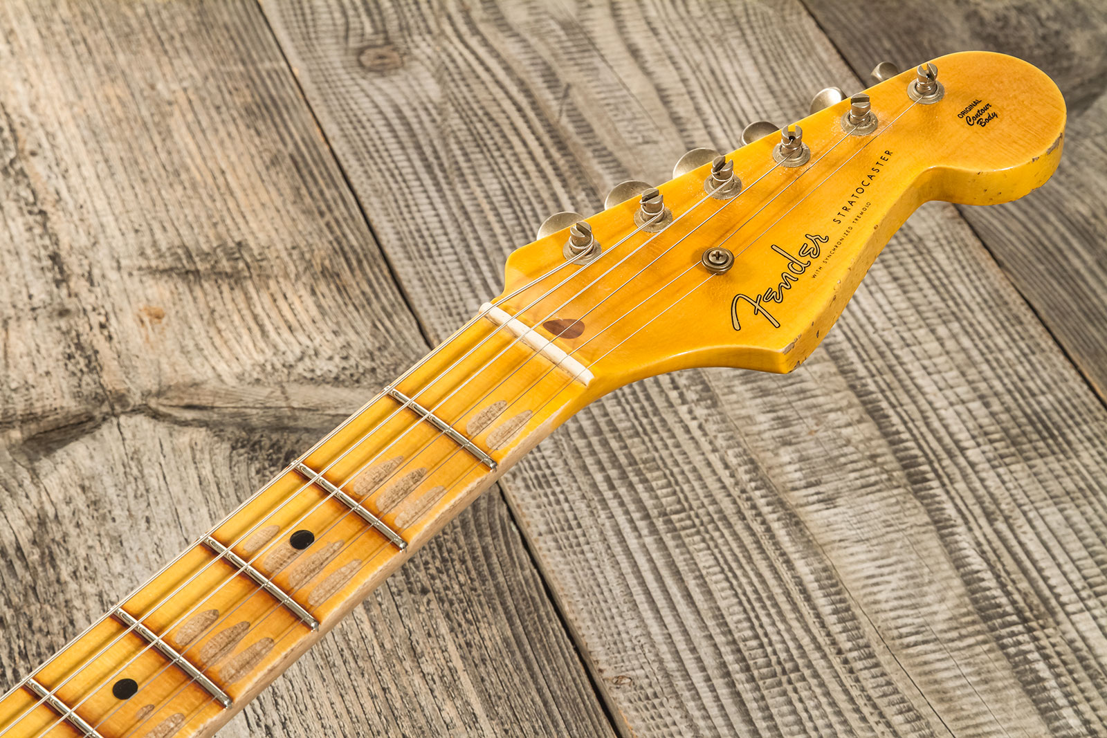 Fender Custom Shop Strat 1954 70th Anniv. 3s Trem Mn #xn4342 - Relic Vintage Blonde - Elektrische gitaar in Str-vorm - Variation 9
