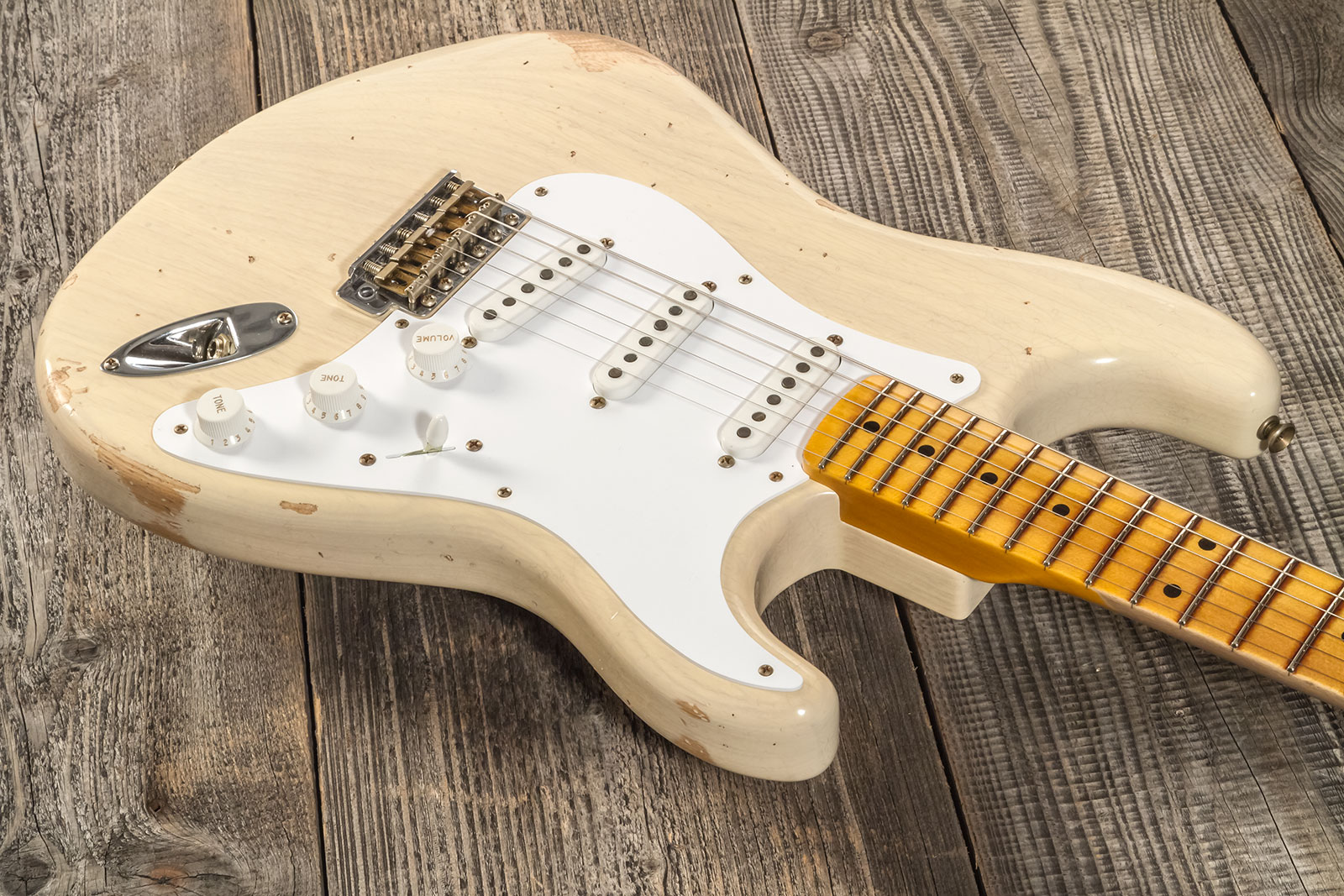 Fender Custom Shop Strat 1954 70th Anniv. 3s Trem Mn #xn4342 - Relic Vintage Blonde - Elektrische gitaar in Str-vorm - Variation 2