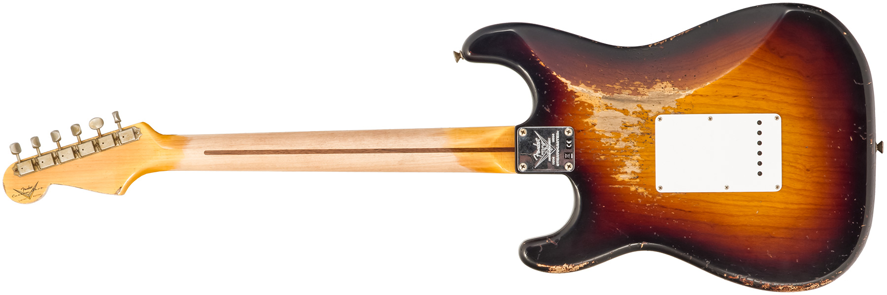 Fender Custom Shop Strat 1954 70th Anniv. 3s Trem Mn #xn4343 - Heavy Relic 2-color Sunburst - Elektrische gitaar in Str-vorm - Variation 1