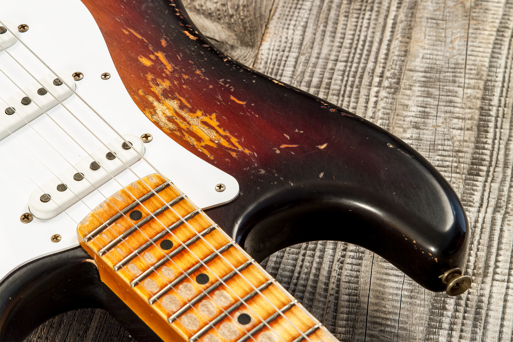 Fender Custom Shop Strat 1954 70th Anniv. 3s Trem Mn #xn4343 - Heavy Relic 2-color Sunburst - Elektrische gitaar in Str-vorm - Variation 4