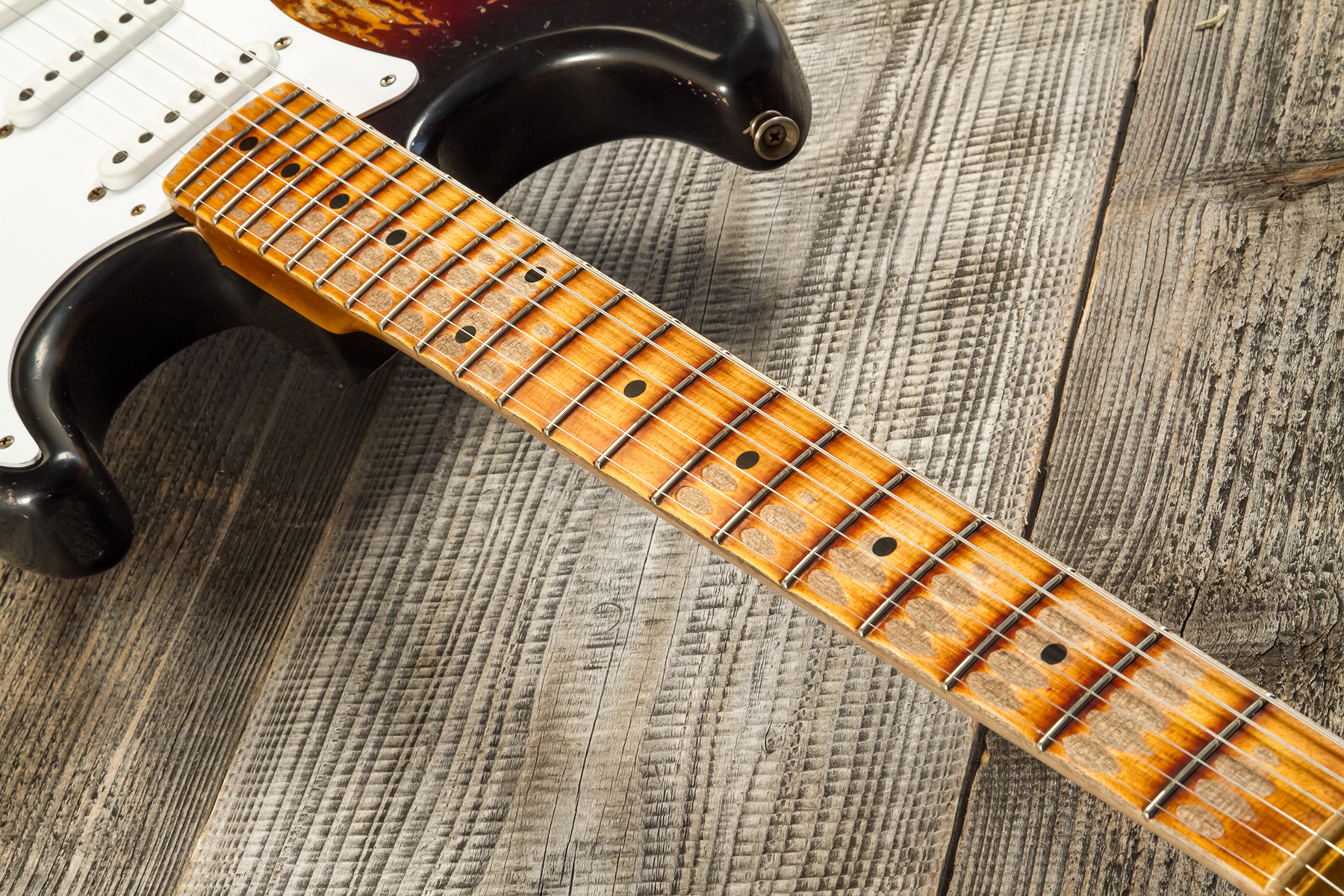 Fender Custom Shop Strat 1954 70th Anniv. 3s Trem Mn #xn4343 - Heavy Relic 2-color Sunburst - Elektrische gitaar in Str-vorm - Variation 5