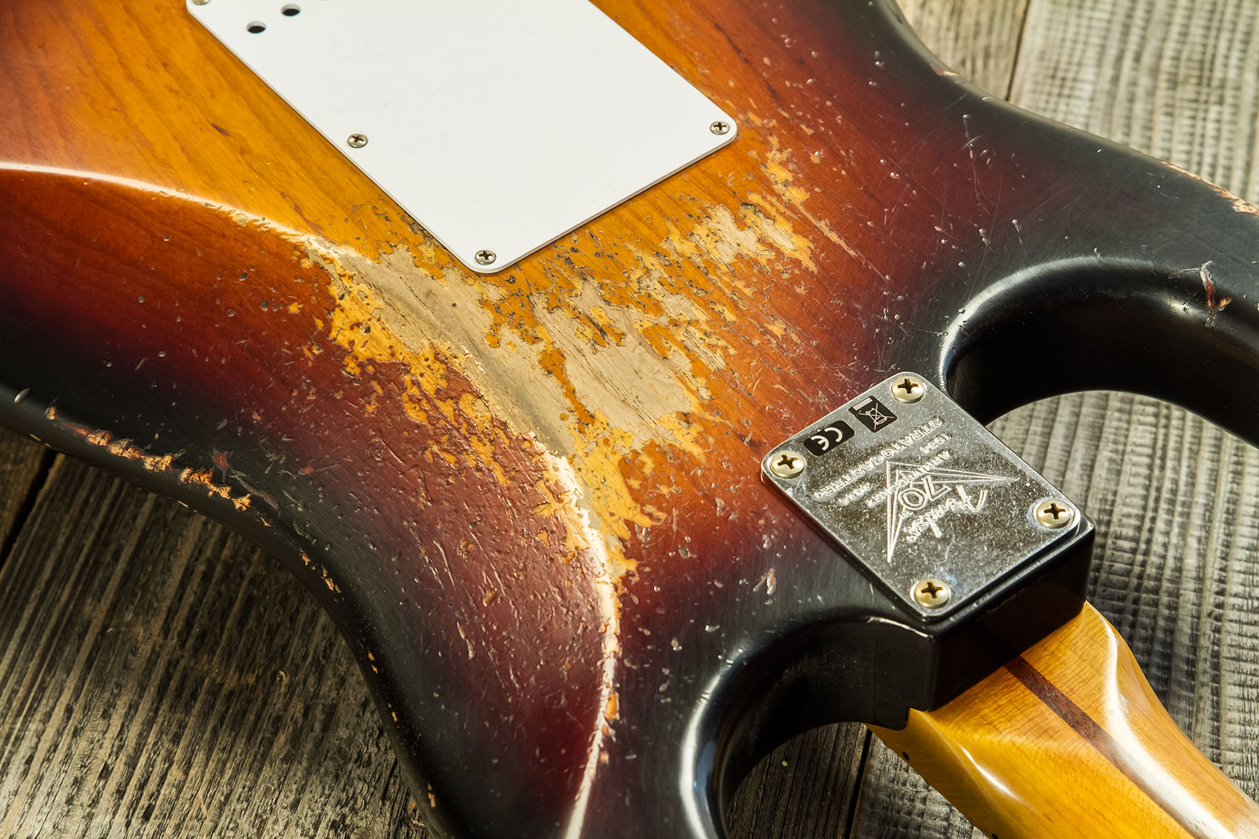 Fender Custom Shop Strat 1954 70th Anniv. 3s Trem Mn #xn4343 - Heavy Relic 2-color Sunburst - Elektrische gitaar in Str-vorm - Variation 7