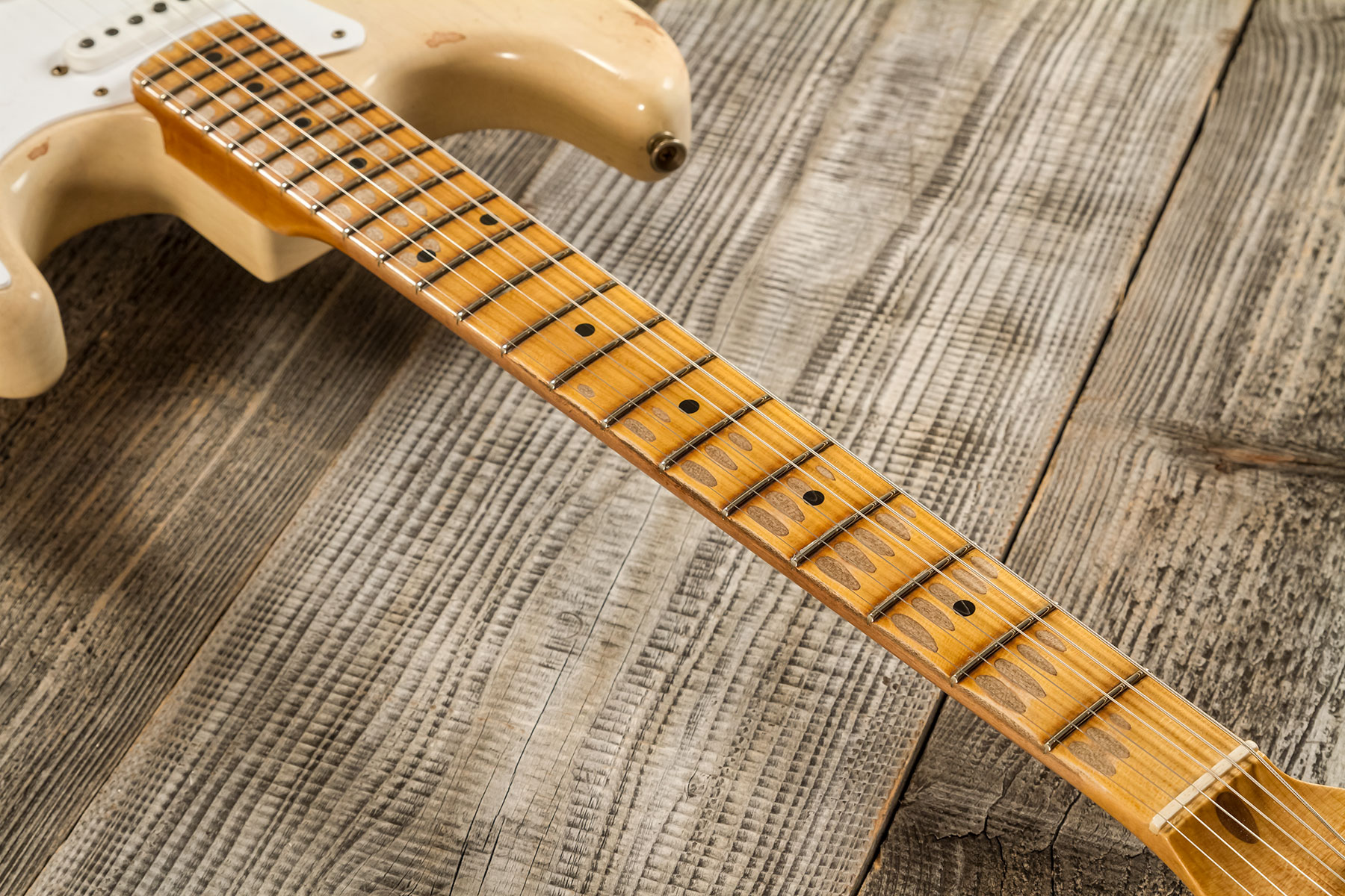 Fender Custom Shop Strat 1954 70th Anniv. 3s Trem Mn #xn5073 - Heavy Relic Vintage Blonde - Elektrische gitaar in Str-vorm - Variation 5