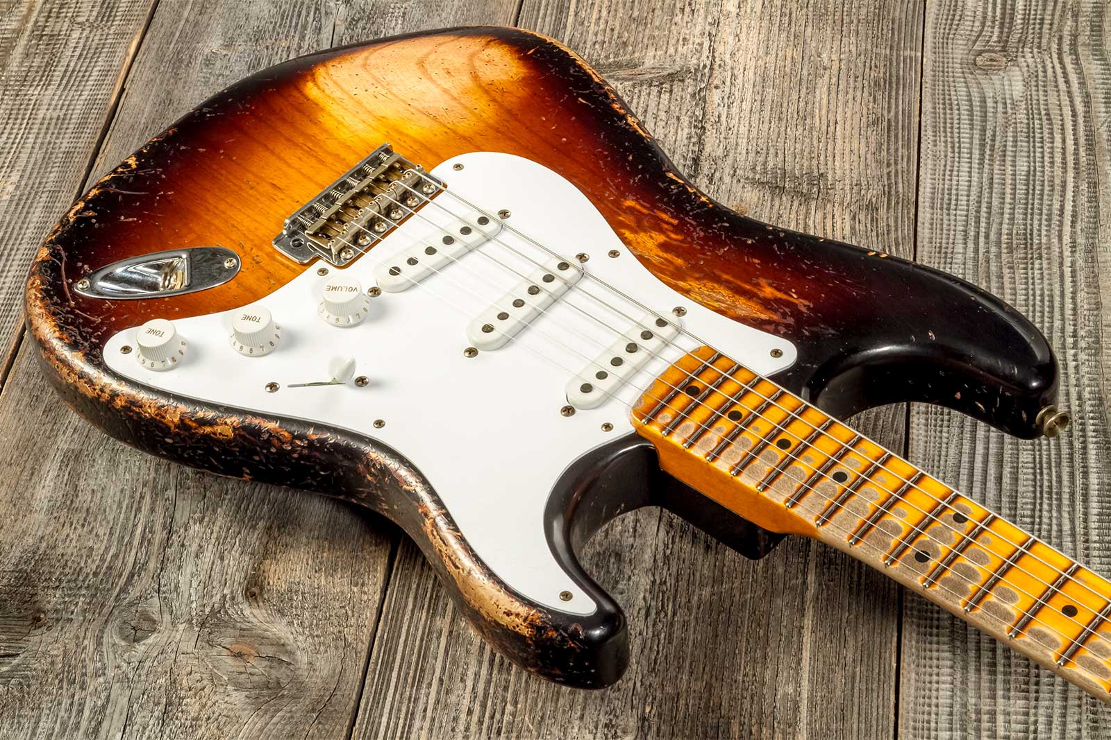 Fender Custom Shop Strat 1954 70th Anniv. Mn #xn4378 - Super Heavy Relic 2-color Sunburst - Elektrische gitaar in Str-vorm - Variation 2