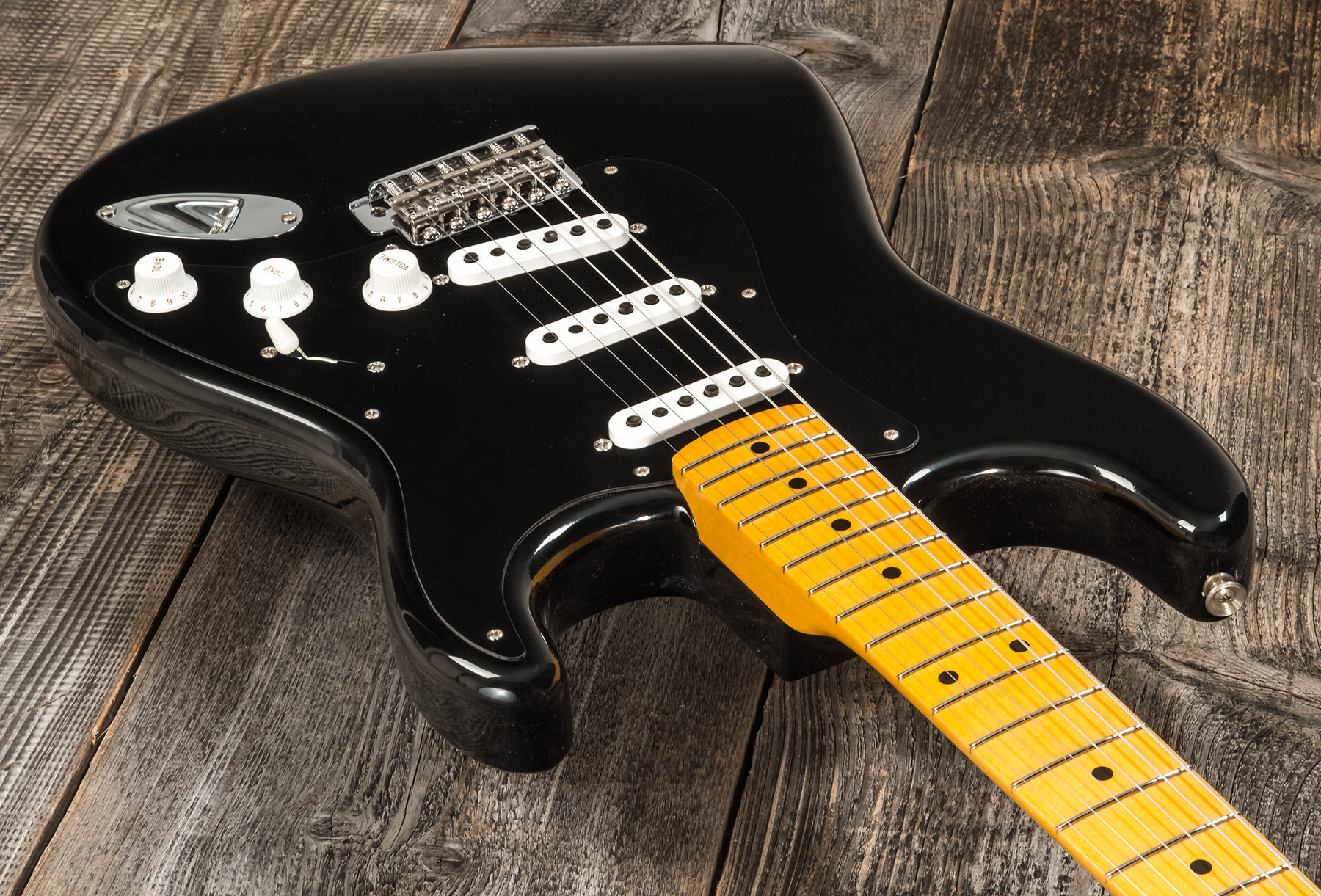 Fender Custom Shop Strat 1955 3s Trem Mn #r127877 - Closet Classic Black - Elektrische gitaar in Str-vorm - Variation 2