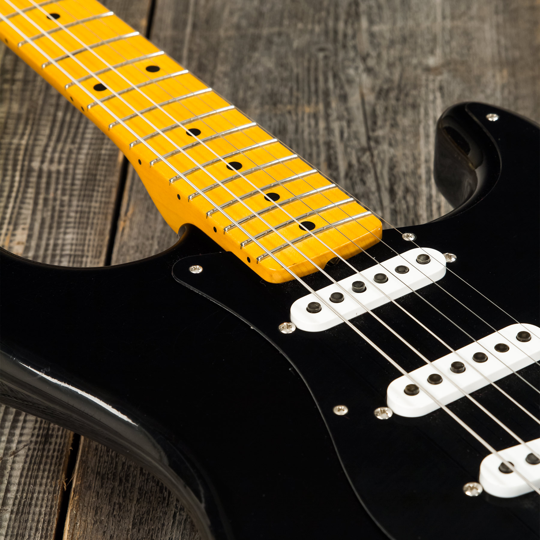 Fender Custom Shop Strat 1955 3s Trem Mn #r127877 - Closet Classic Black - Elektrische gitaar in Str-vorm - Variation 6
