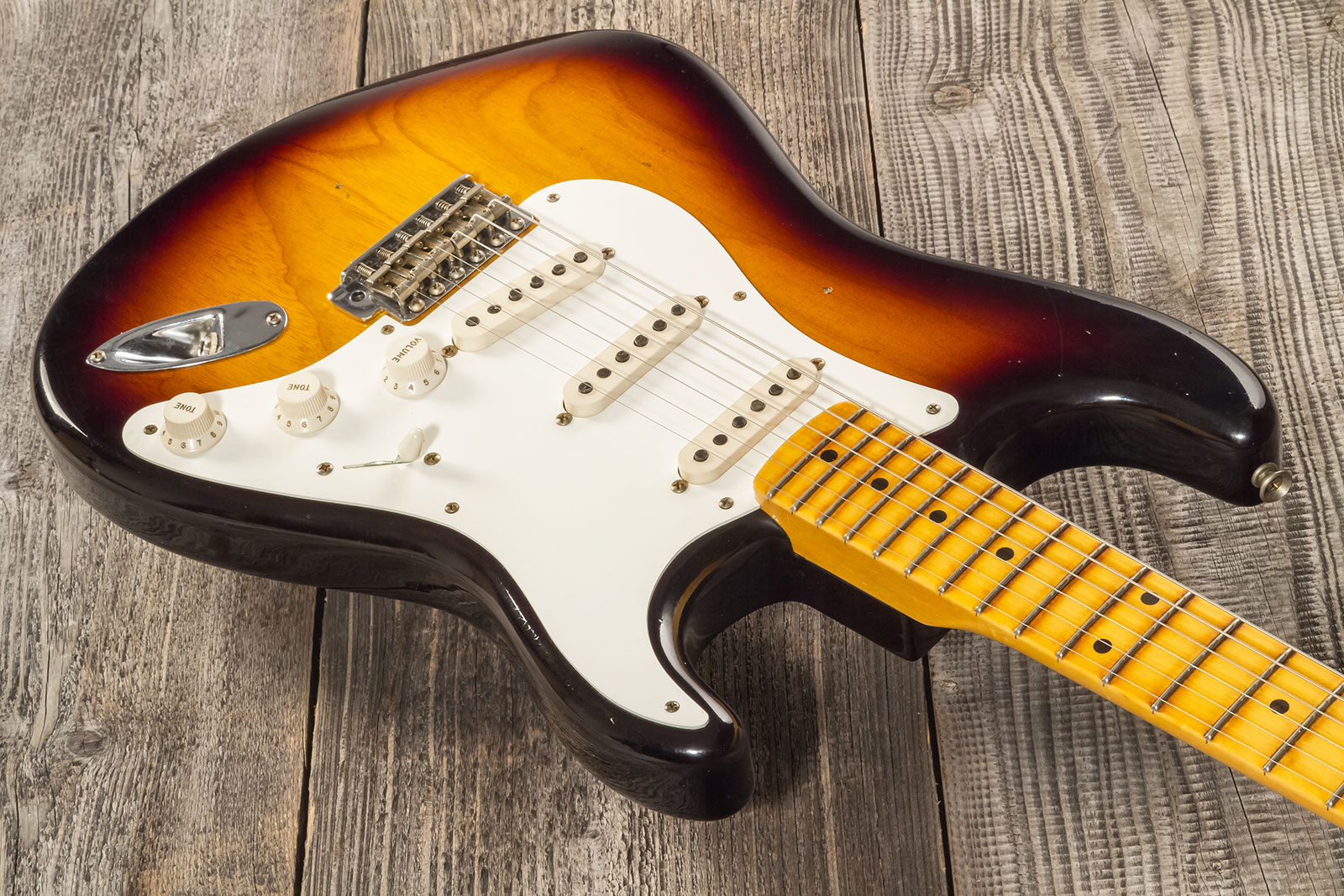 Fender Custom Shop Strat 1955 3s Trem Mn #r130058 - Journeyman Relic 2-color Sunburst - Elektrische gitaar in Str-vorm - Variation 3
