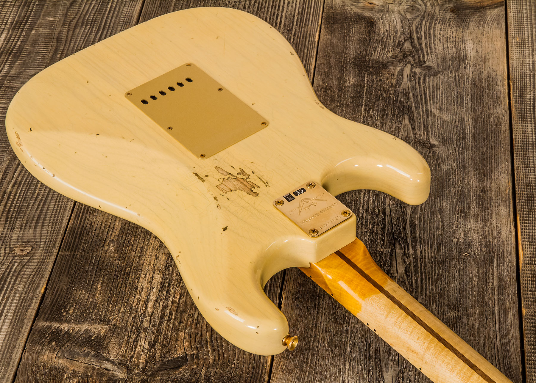 Fender Custom Shop Strat 1955 Bone Tone Usa 3s Trem Mn #cz554628 - Relic Honey Blonde W/ Gold Hardware - Elektrische gitaar in Str-vorm - Variation 2