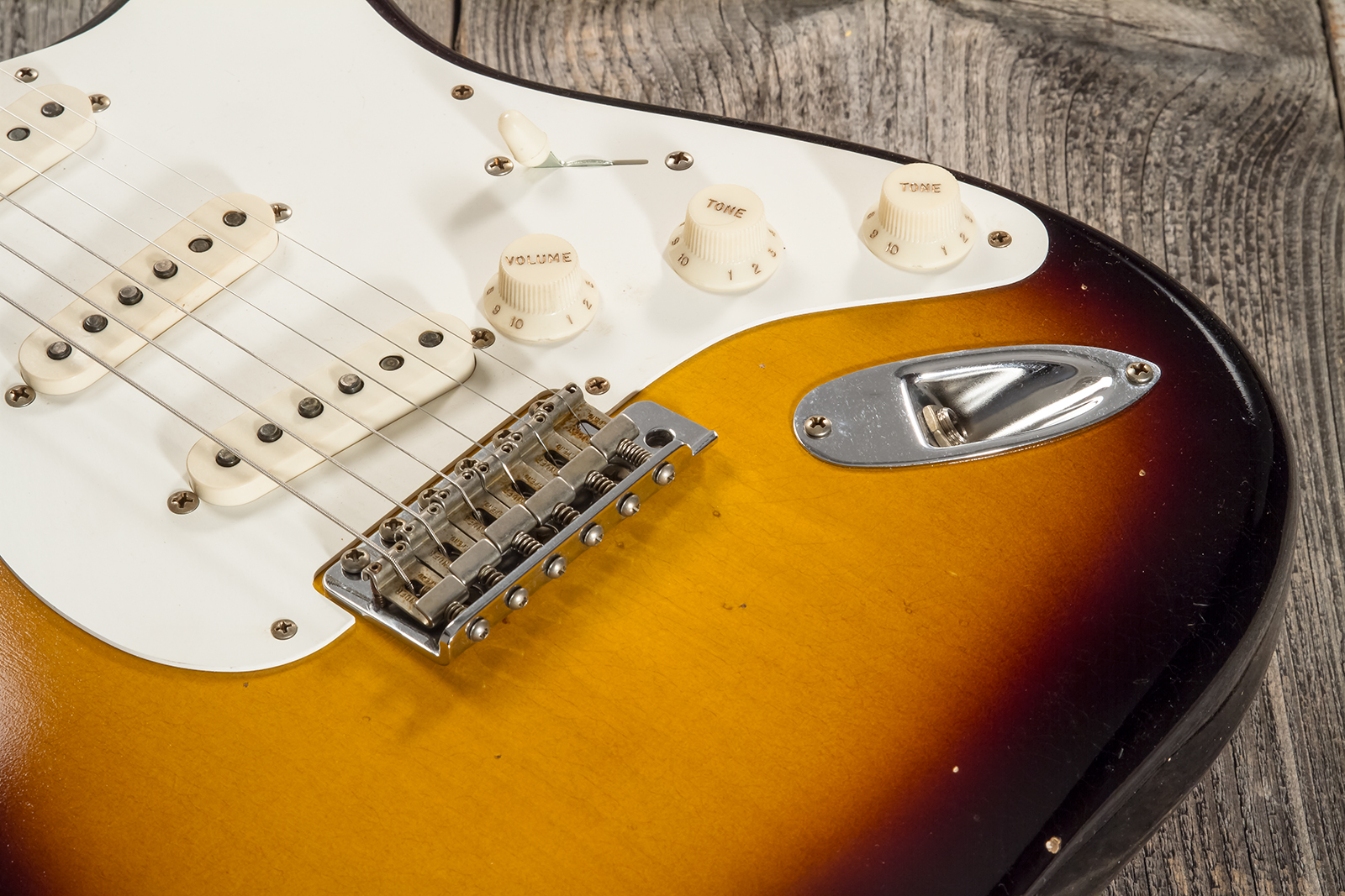 Fender Custom Shop Strat 1956 3s Trem Mn #cz571884 - Journeyman Relic Aged 2-color Sunburst - Elektrische gitaar in Str-vorm - Variation 5