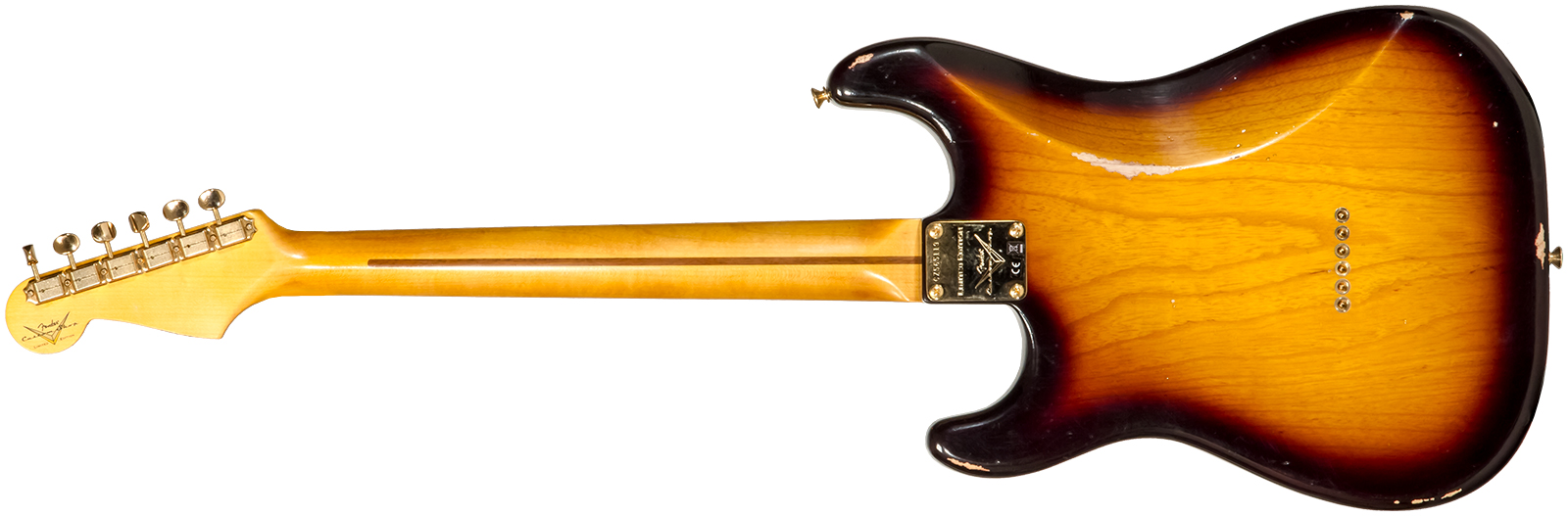 Fender Custom Shop Strat 1956 Hardtail Gold Hardware 3s Ht Mn #cz565119 - Relic Faded 2-color Sunburst - Elektrische gitaar in Str-vorm - Variation 1