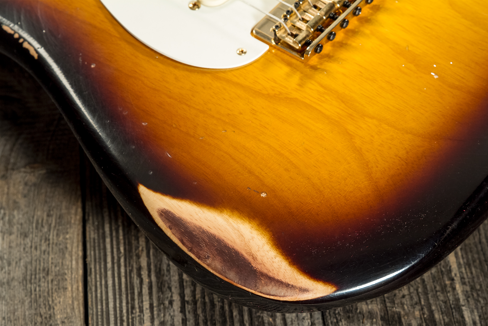 Fender Custom Shop Strat 1956 Hardtail Gold Hardware 3s Ht Mn #cz565119 - Relic Faded 2-color Sunburst - Elektrische gitaar in Str-vorm - Variation 4