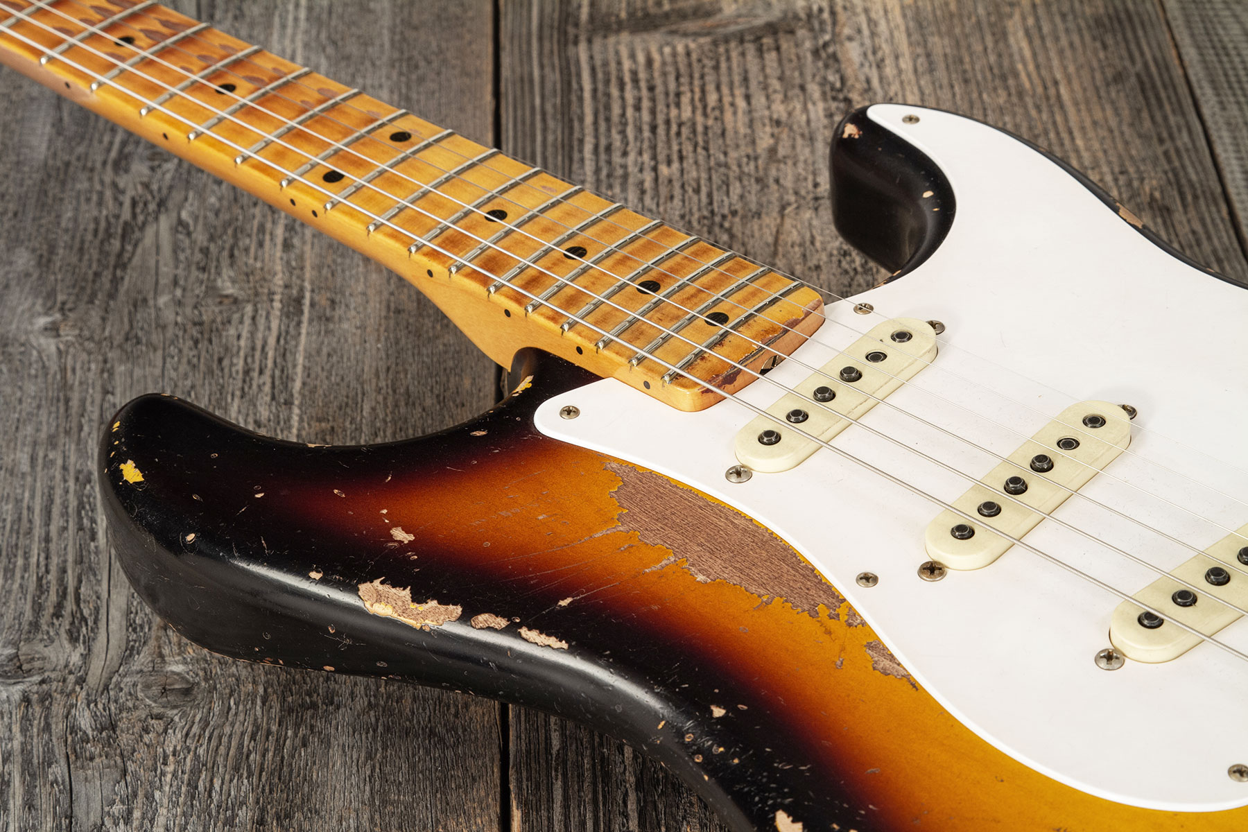Fender Custom Shop Strat 1956 Masterbuilt K.mcmillin 3s Trem Mn #r129060 - Heavy Relic 2-color Sunburst - Elektrische gitaar in Str-vorm - Variation 3