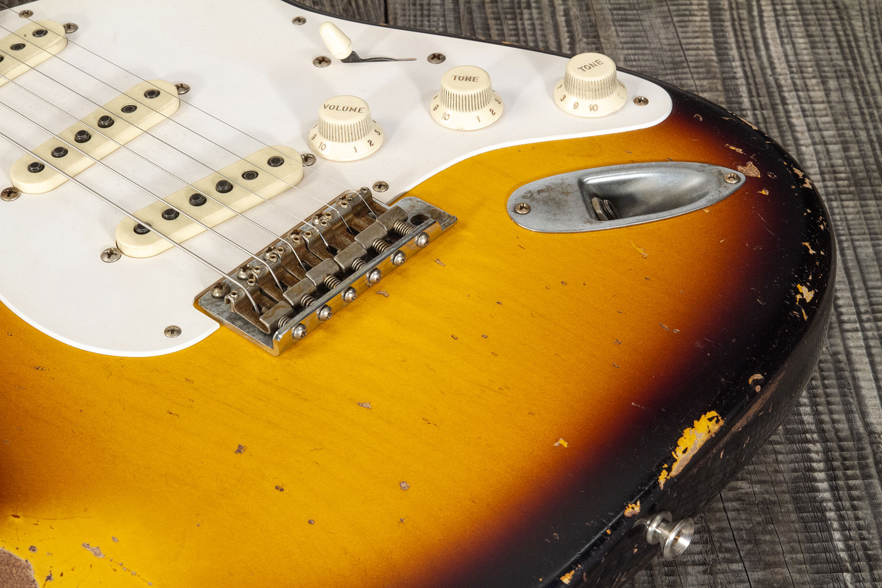 Fender Custom Shop Strat 1956 Masterbuilt K.mcmillin 3s Trem Mn #r129060 - Heavy Relic 2-color Sunburst - Elektrische gitaar in Str-vorm - Variation 5
