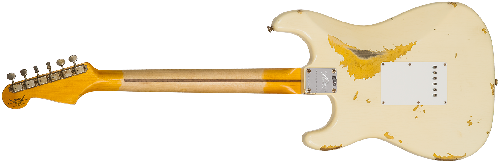 Fender Custom Shop Strat 1956 3s Trem Mn #cz550419 - Heavy Relic Vintage White Over Sunburst - Televorm elektrische gitaar - Variation 1