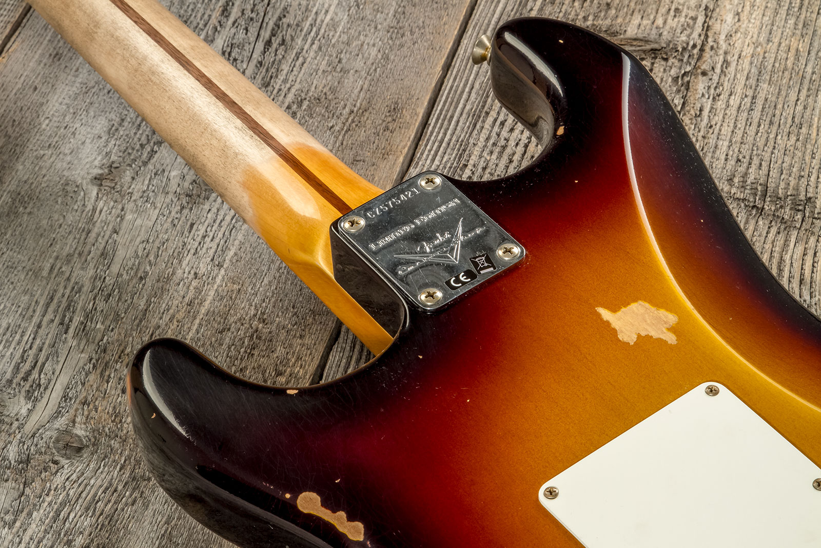 Fender Custom Shop Strat 1957 3s Trem Mn #cz575421 - Relic 2-color Sunburst - Elektrische gitaar in Strat vorm - Variation 6