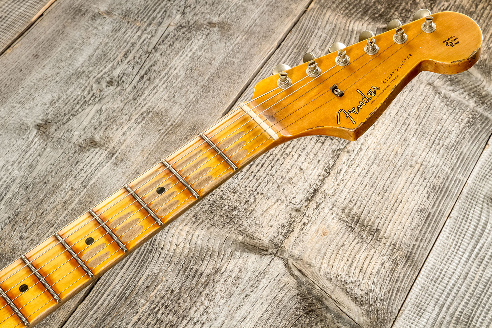 Fender Custom Shop Strat 1957 3s Trem Mn #cz575421 - Relic 2-color Sunburst - Elektrische gitaar in Str-vorm - Variation 7