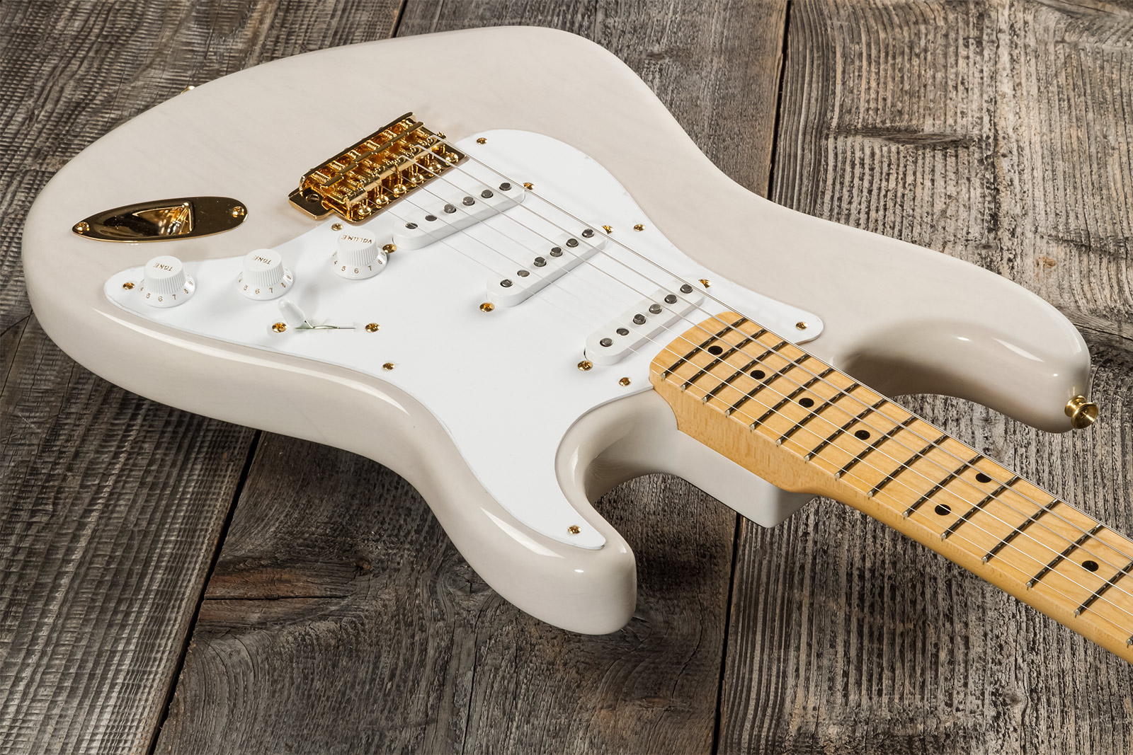 Fender Custom Shop Strat 1957 3s Trem Mn #r125475 - Nos White Blonde - Elektrische gitaar in Str-vorm - Variation 2