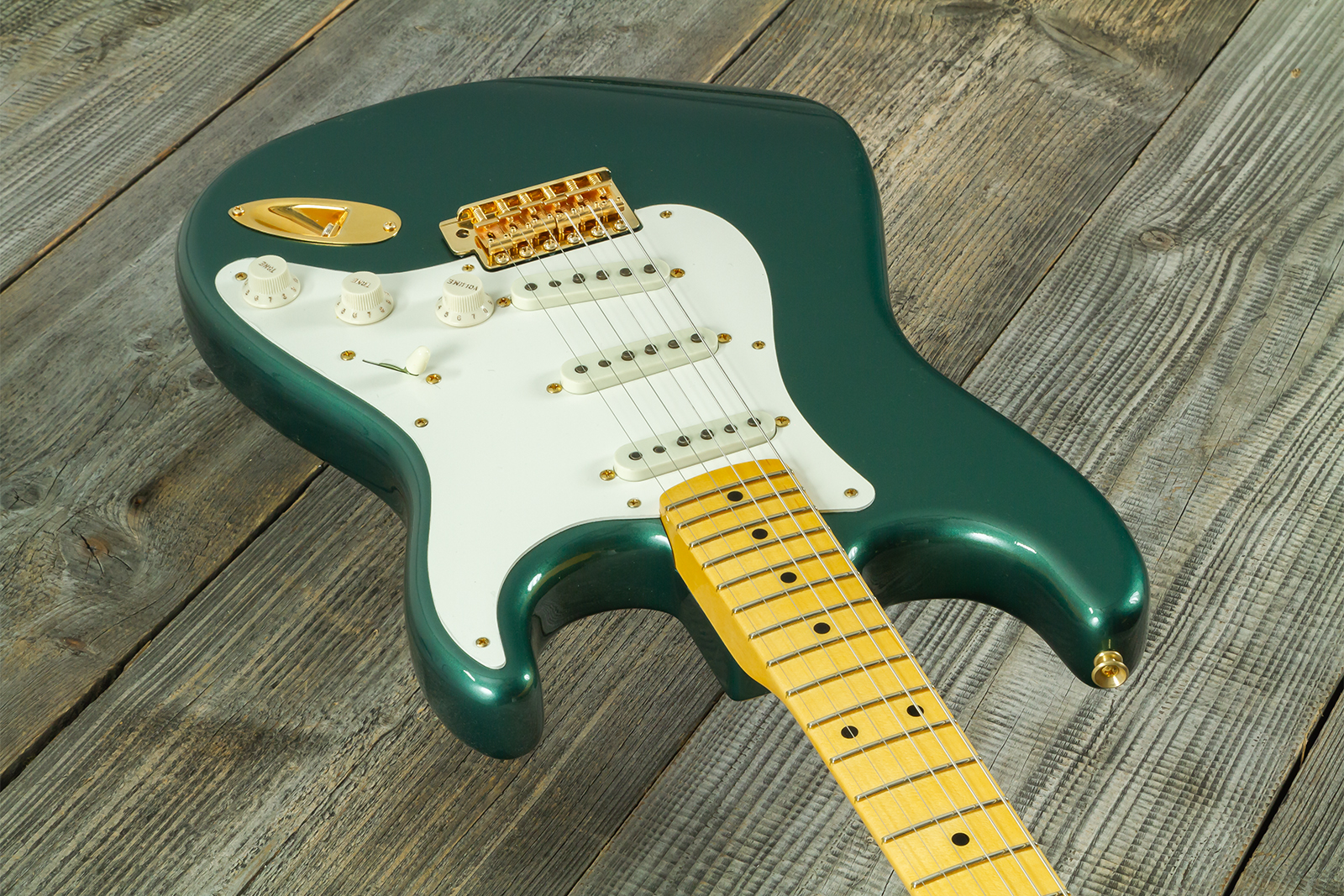 Fender Custom Shop Strat 1957 Vintage Custom 3s Trem Mn #r145062 - Time Capsule Sherwood Green Metallic - Elektrische gitaar in Strat vorm - Variation