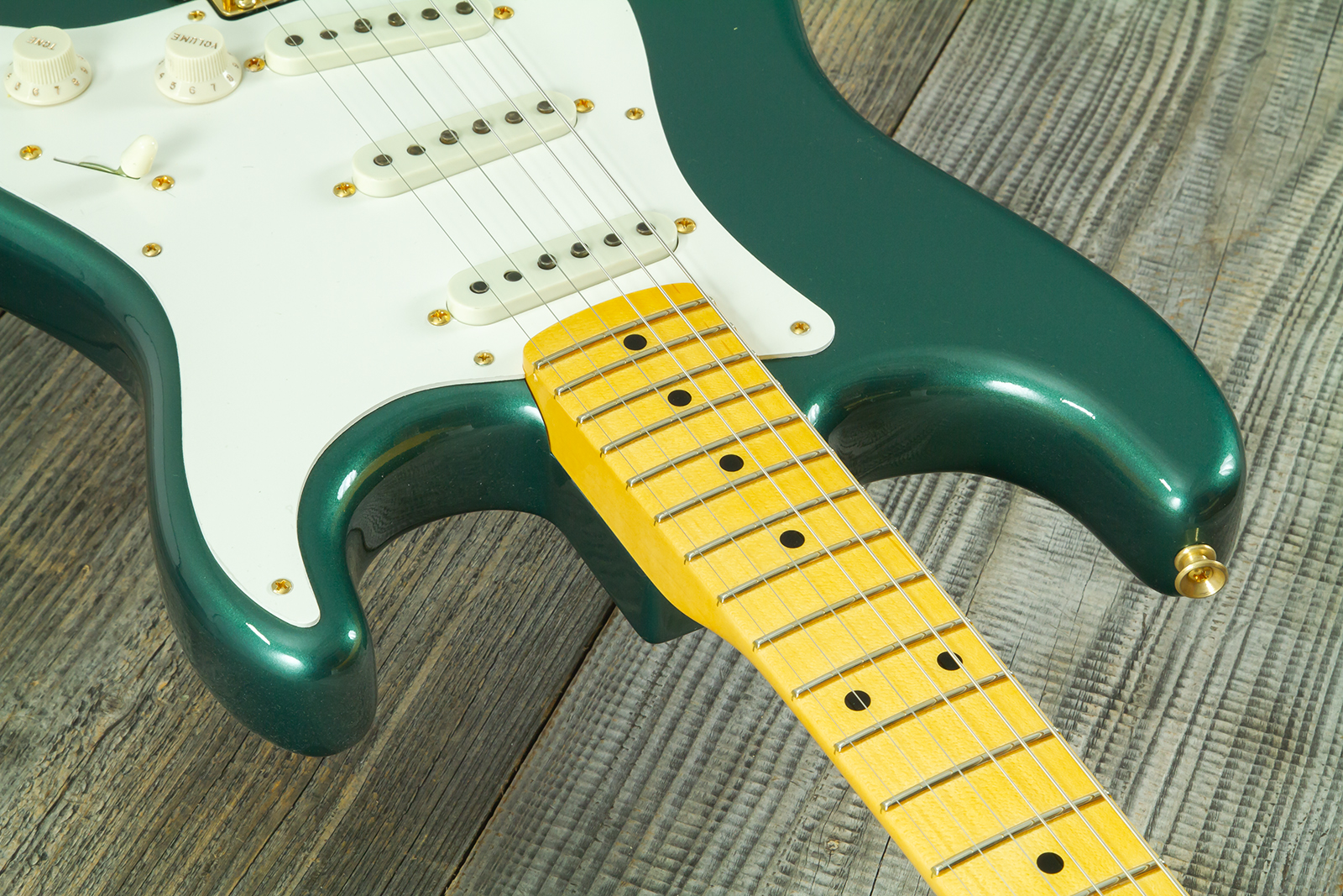 Fender Custom Shop Strat 1957 Vintage Custom 3s Trem Mn #r145062 - Time Capsule Sherwood Green Metallic - Elektrische gitaar in Strat vorm - Variation