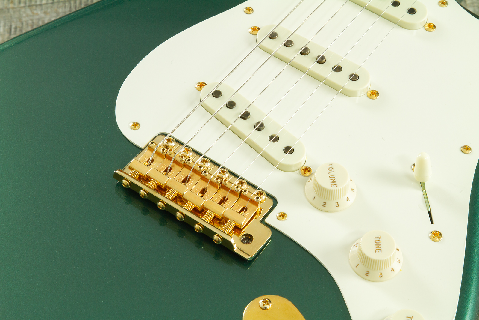 Fender Custom Shop Strat 1957 Vintage Custom 3s Trem Mn #r145062 - Time Capsule Sherwood Green Metallic - Elektrische gitaar in Strat vorm - Variation