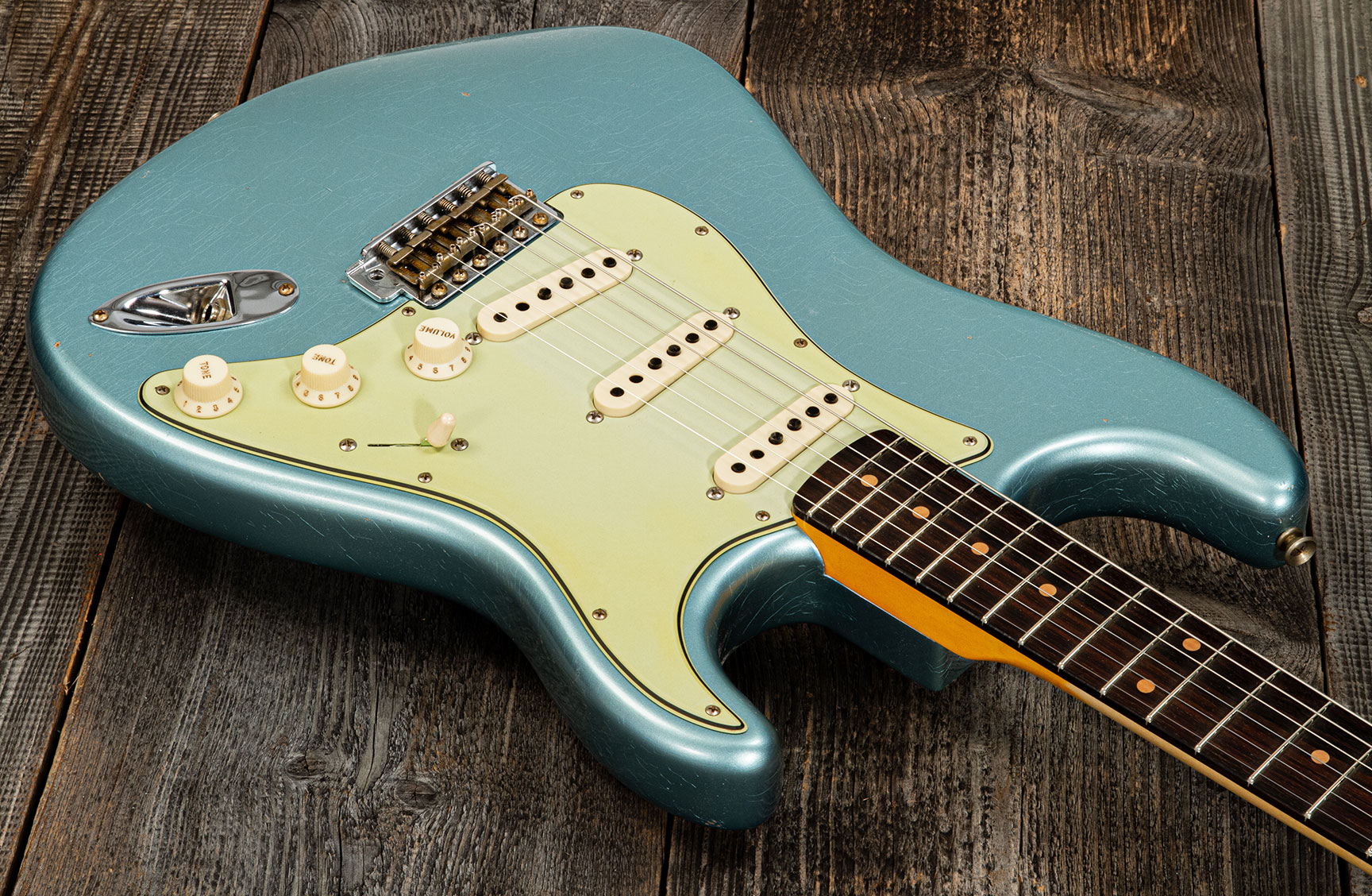 Fender Custom Shop Strat 1959 3s Trem Rw #cz566857 - Journeyman Relic Teal Green Metallic - Elektrische gitaar in Str-vorm - Variation 2