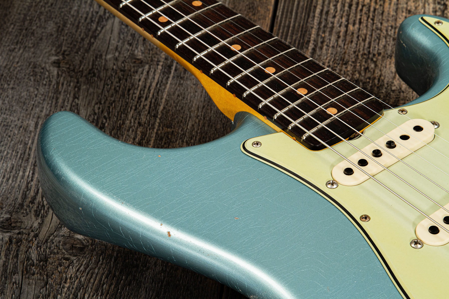 Fender Custom Shop Strat 1959 3s Trem Rw #cz566857 - Journeyman Relic Teal Green Metallic - Elektrische gitaar in Str-vorm - Variation 4