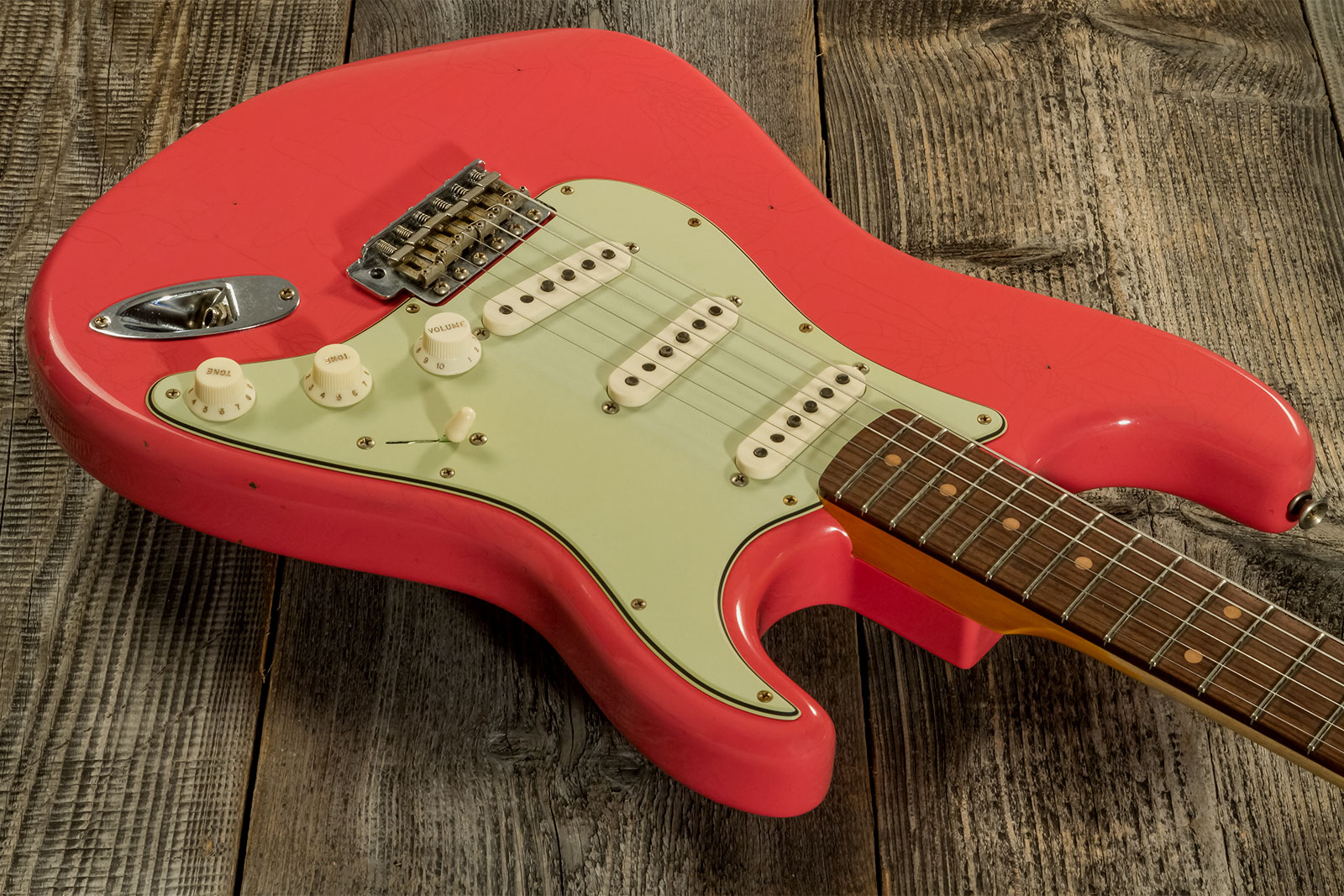 Fender Custom Shop Strat 1959 3s Trem Rw #cz569772 - Journeyman Relic Aged Fiesta Red - Elektrische gitaar in Str-vorm - Variation 2