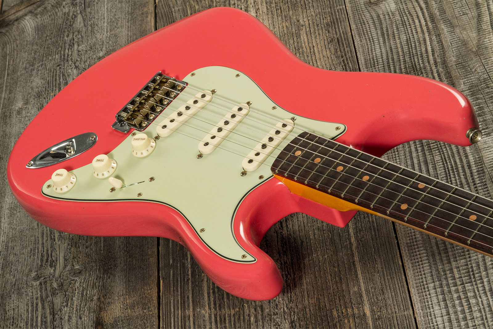 Fender Custom Shop Strat 1959 3s Trem Rw #cz571088 - Journeyman Relic Aged Fiesta Red - Elektrische gitaar in Str-vorm - Variation 2