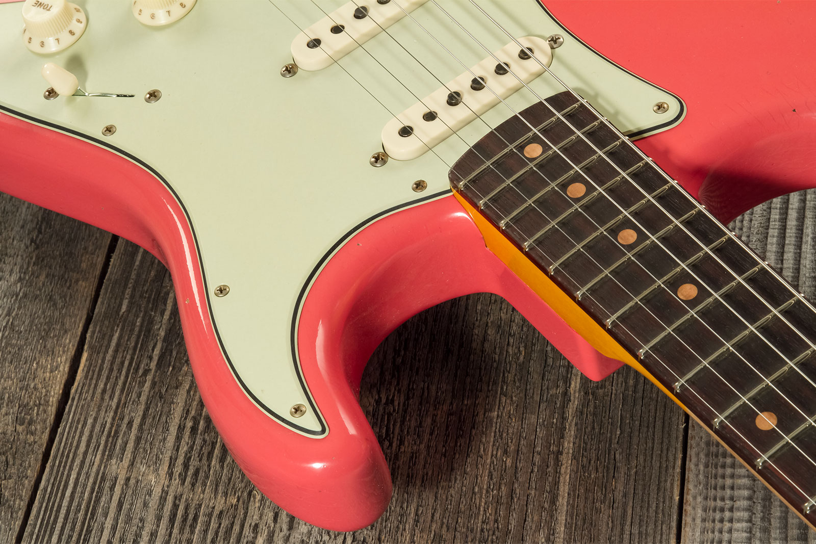 Fender Custom Shop Strat 1959 3s Trem Rw #cz571088 - Journeyman Relic Aged Fiesta Red - Elektrische gitaar in Str-vorm - Variation 3
