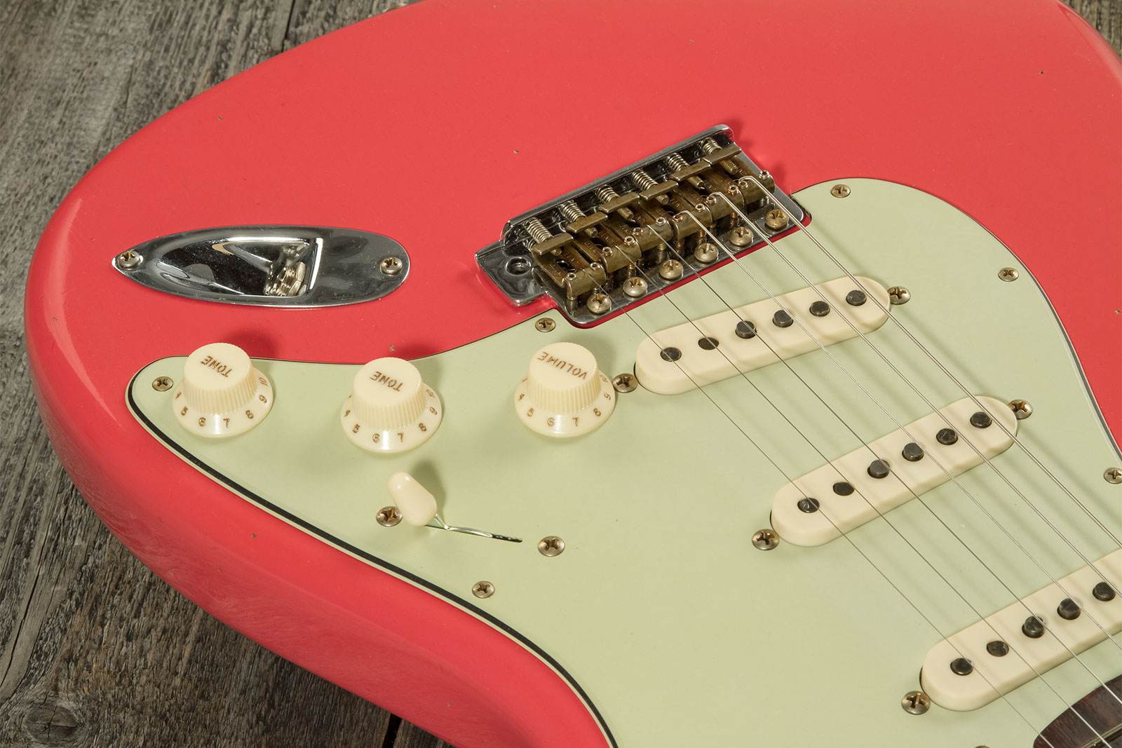 Fender Custom Shop Strat 1959 3s Trem Rw #cz571088 - Journeyman Relic Aged Fiesta Red - Elektrische gitaar in Str-vorm - Variation 4