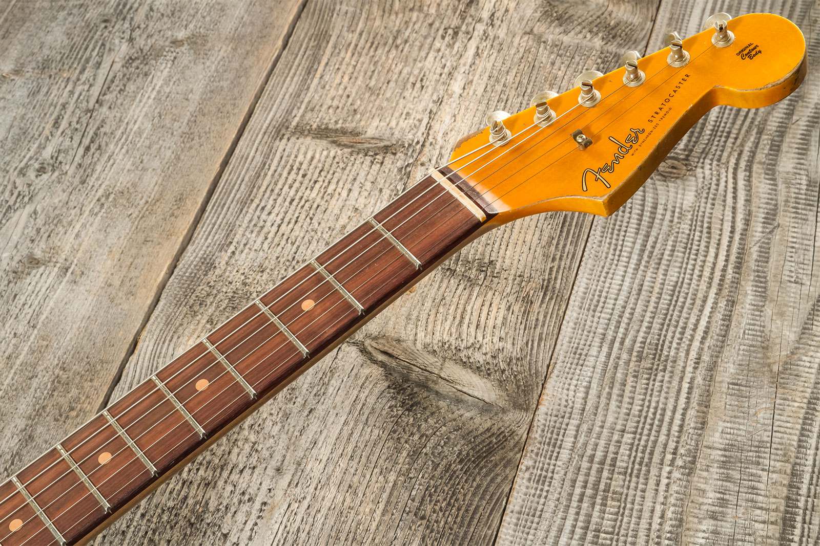 Fender Custom Shop Strat 1959 3s Trem Rw #cz576124 - Super Heavy Relic Sonic Blue O. Chocolate Sunburst - Elektrische gitaar in Str-vorm - Variation 1