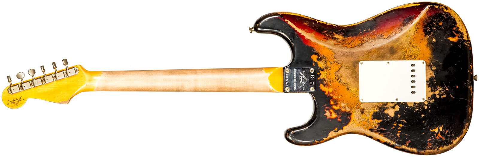 Fender Custom Shop Strat 1959 3s Trem Rw #cz576154 - Super Heavy Relic Black O. 3-color Sunburst - Elektrische gitaar in Str-vorm - Variation 1