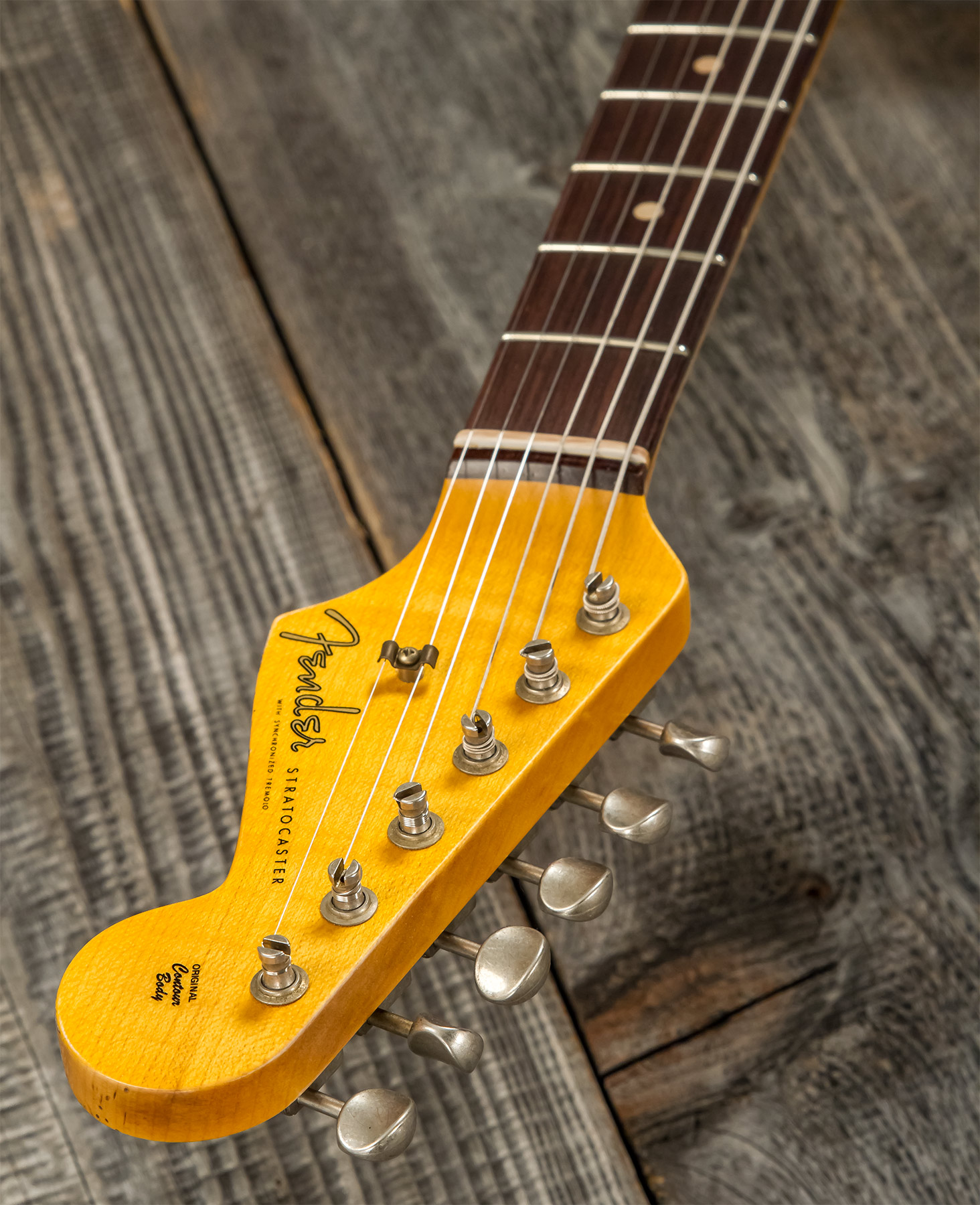 Fender Custom Shop Strat 1959 3s Trem Rw #r117393 - Relic Aged Vintage White - Elektrische gitaar in Str-vorm - Variation 8