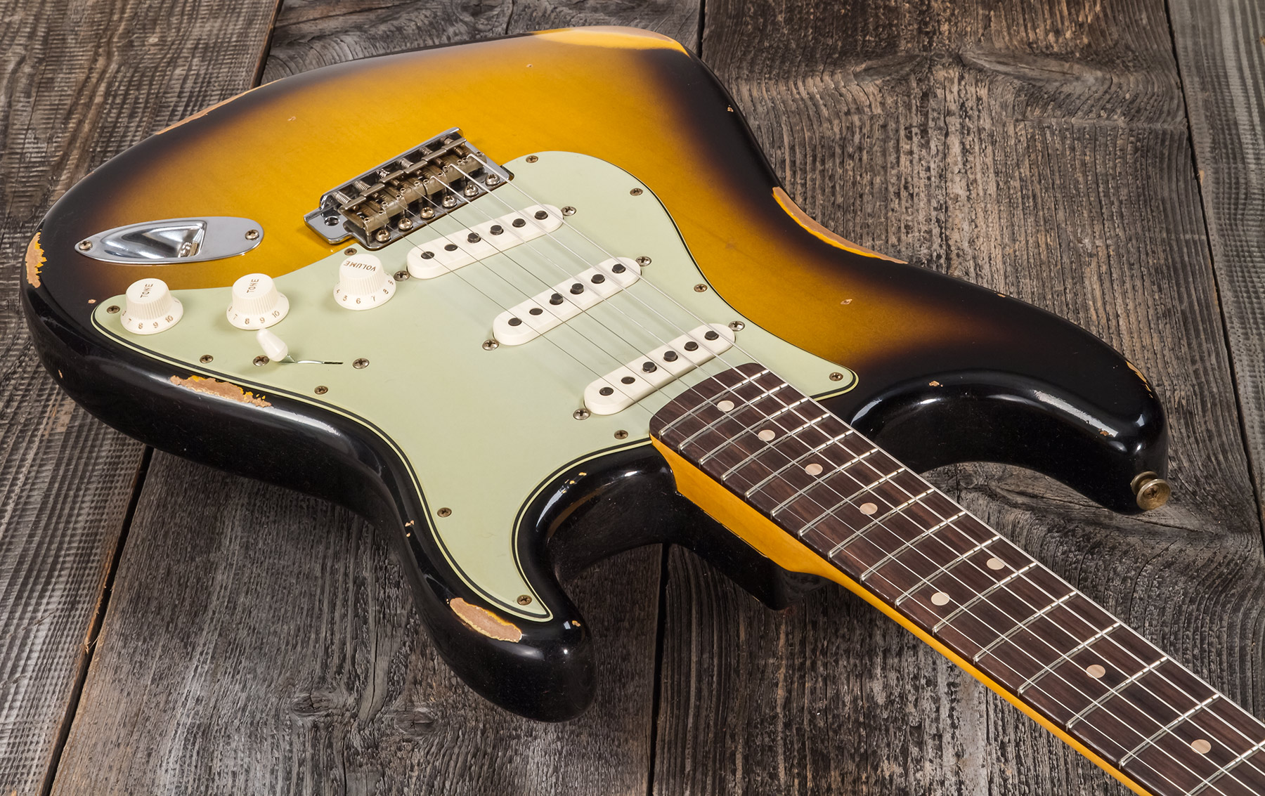 Fender Custom Shop Strat 1959 3s Trem Rw #r117661 - Relic 2-color Sunburst - Elektrische gitaar in Str-vorm - Variation 2