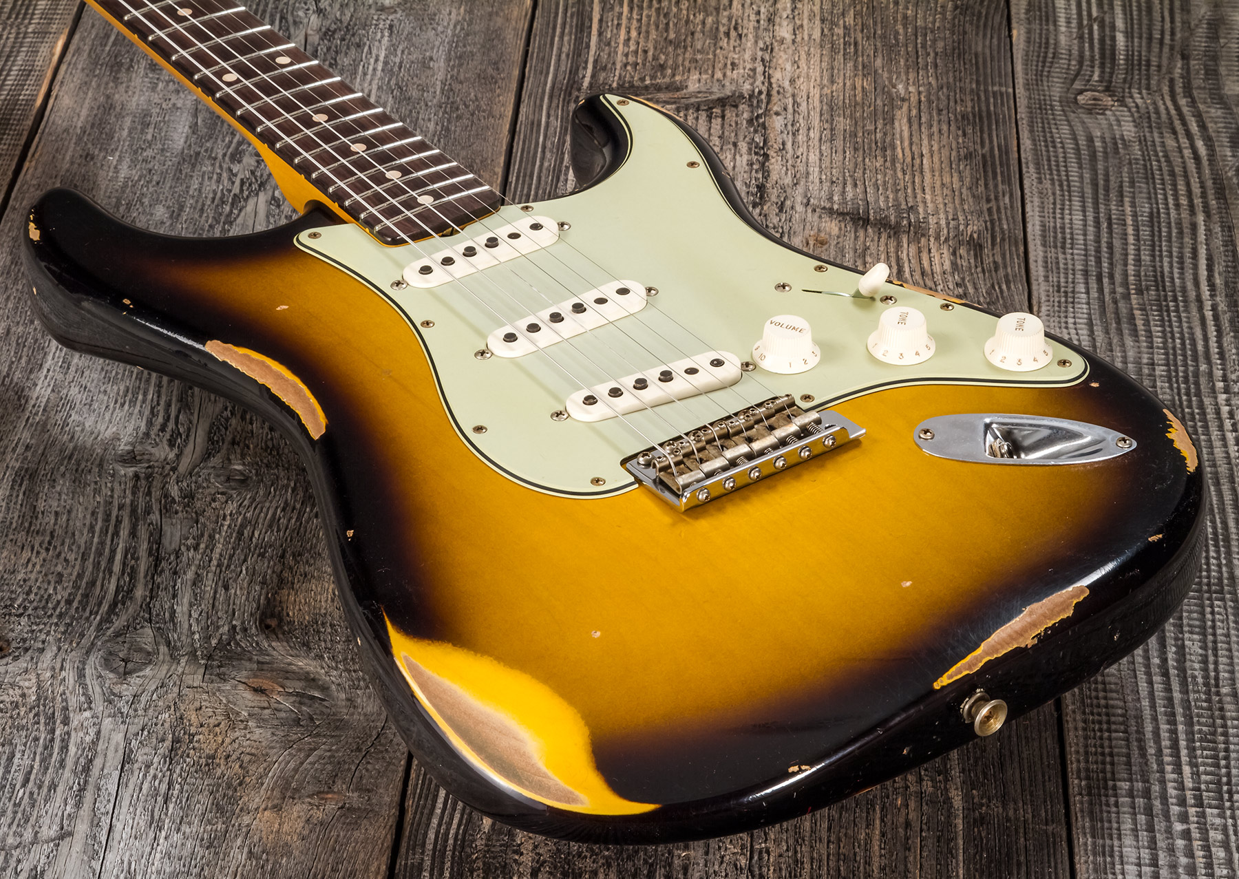 Fender Custom Shop Strat 1959 3s Trem Rw #r117661 - Relic 2-color Sunburst - Elektrische gitaar in Str-vorm - Variation 3