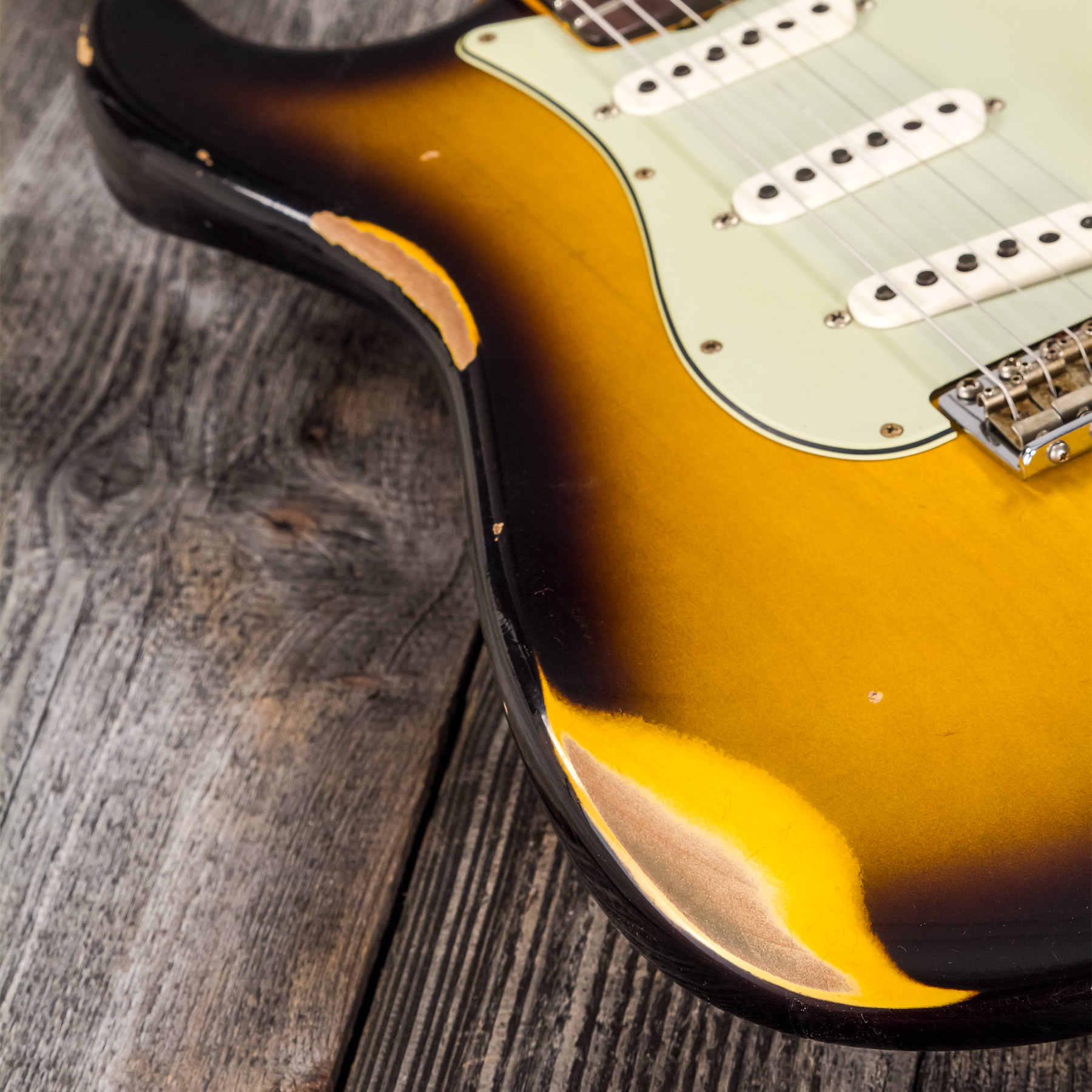 Fender Custom Shop Strat 1959 3s Trem Rw #r117661 - Relic 2-color Sunburst - Elektrische gitaar in Str-vorm - Variation 5