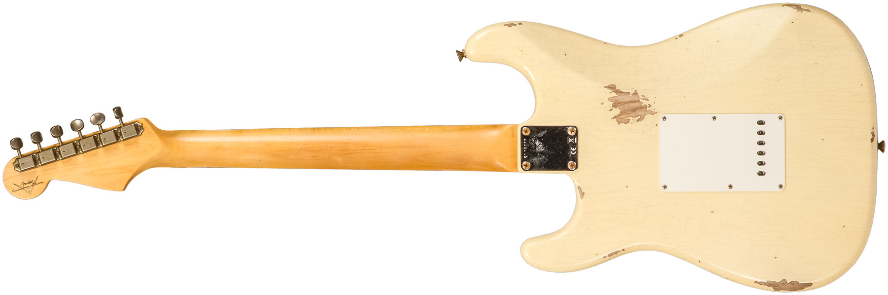 Fender Custom Shop Strat 1959 3s Trem Rw #r133800 - Relic Antique Vintage White - Elektrische gitaar in Str-vorm - Variation 1