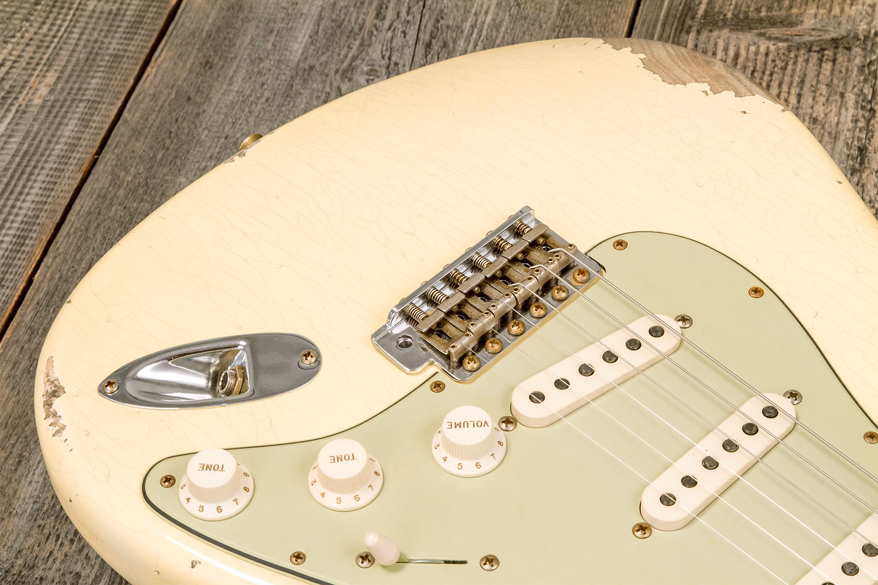 Fender Custom Shop Strat 1959 3s Trem Rw #r133800 - Relic Antique Vintage White - Elektrische gitaar in Str-vorm - Variation 3