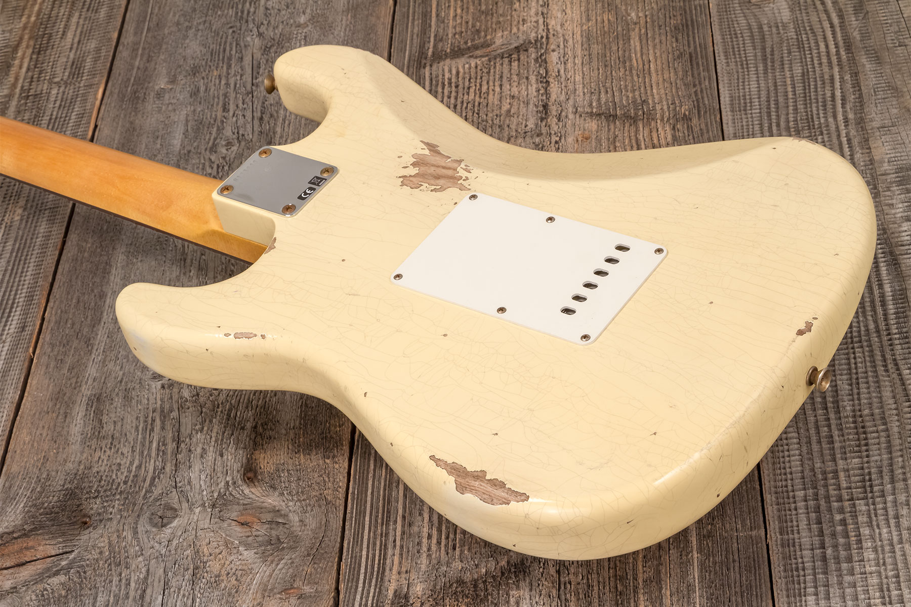 Fender Custom Shop Strat 1959 3s Trem Rw #r133800 - Relic Antique Vintage White - Elektrische gitaar in Str-vorm - Variation 5