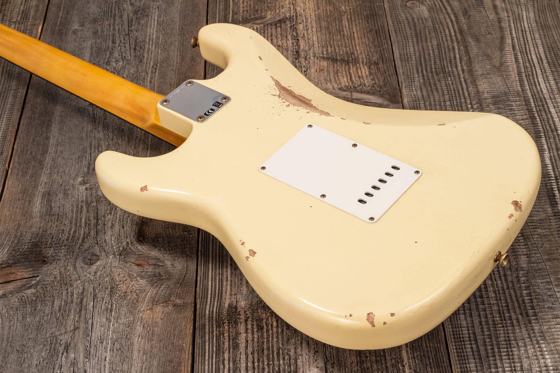Fender Custom Shop Strat 1959 3s Trem Rw #r133842 - Relic Antique Vintage White - Elektrische gitaar in Str-vorm - Variation 6