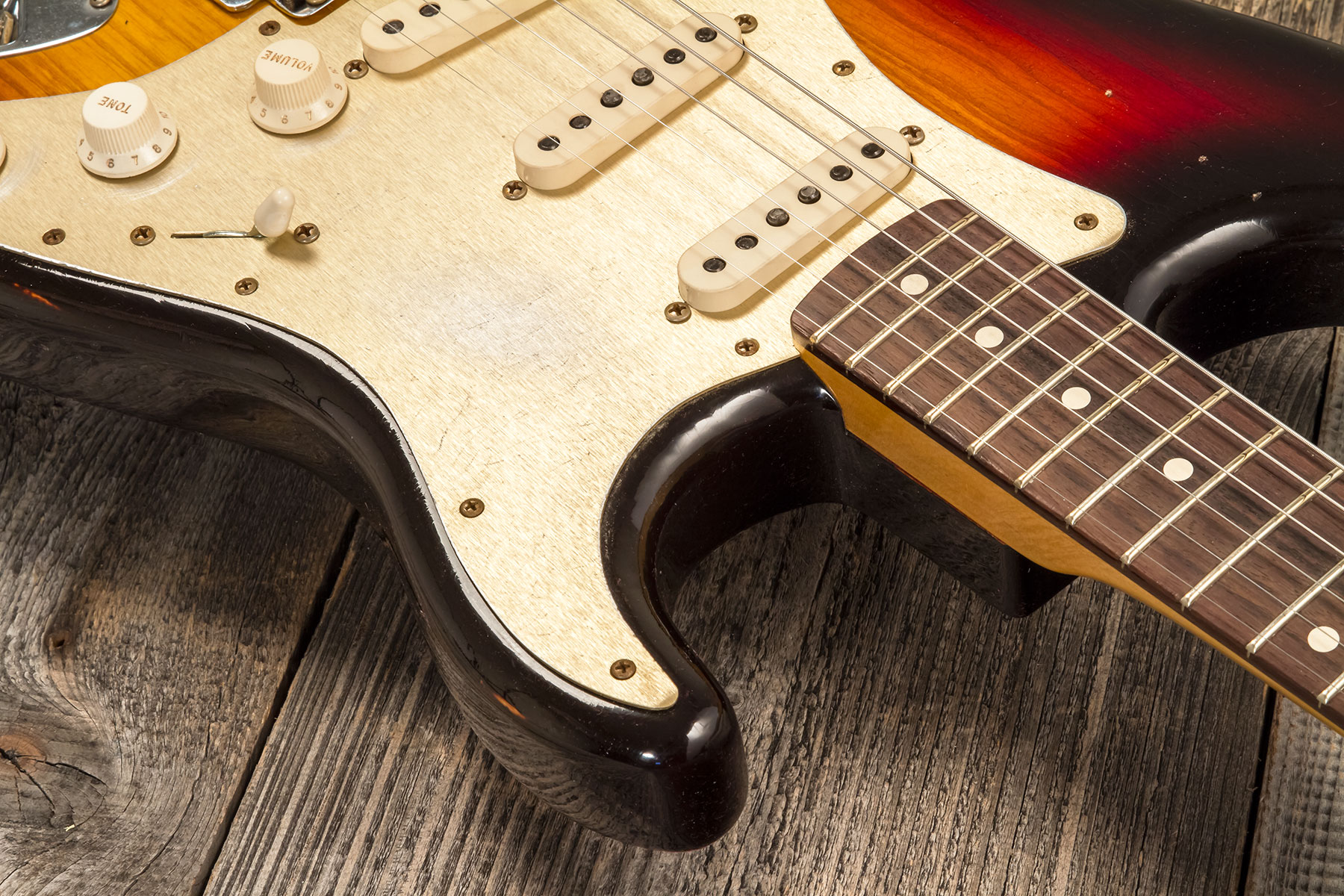 Fender Custom Shop Strat 1959 3s Trem Rw #r134762 - Relic Chocolate 3-color Sunburst - Elektrische gitaar in Str-vorm - Variation 4
