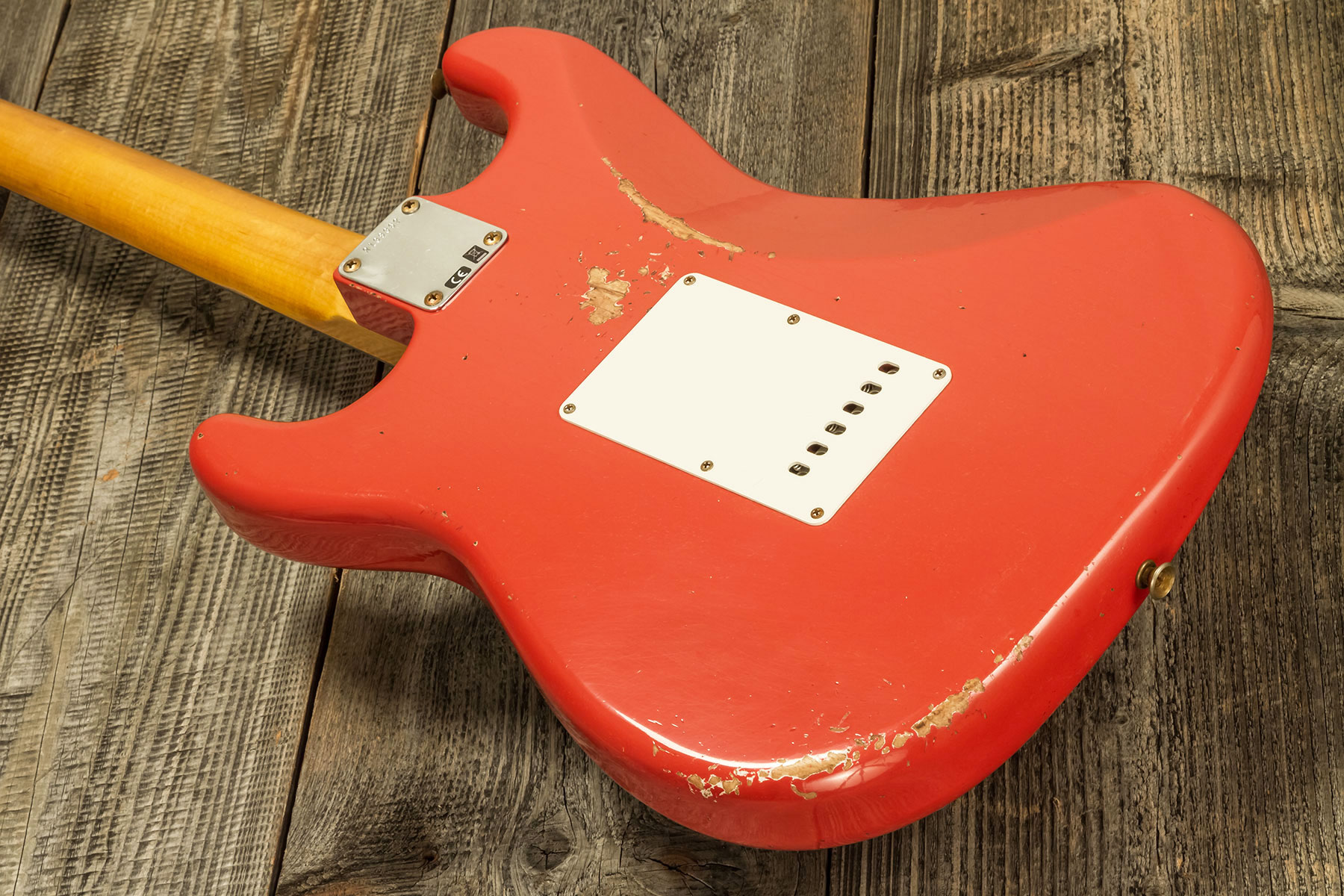 Fender Custom Shop Strat 1959 3s Trem Rw #r138362 - Relic Tahitian Coral - Elektrische gitaar in Str-vorm - Variation 4