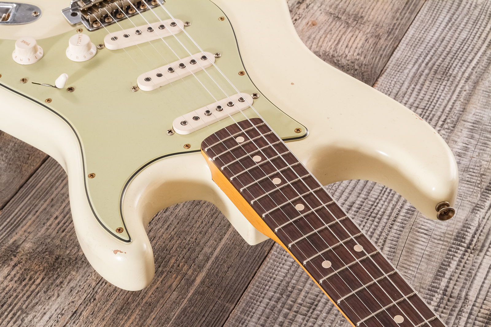 Fender Custom Shop Strat 1959 Masterbuilt D.brown 3s Trem Rw #r143697 - Journeyman Relic Vintage White - Elektrische gitaar in Str-vorm - Variation 5
