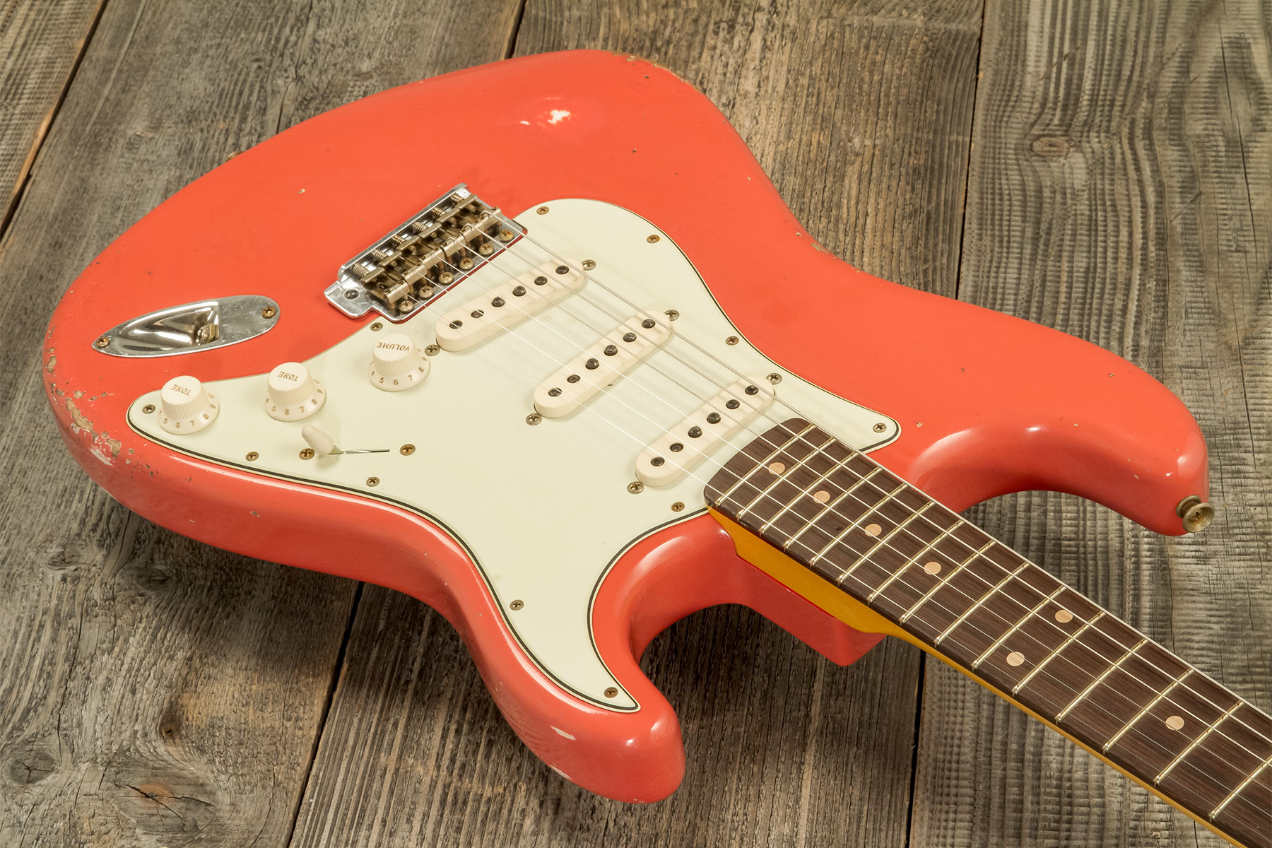 Fender Custom Shop Strat 1959 Trem Rw #r133789 - Relic Tahitian Coral - Elektrische gitaar in Str-vorm - Variation 2
