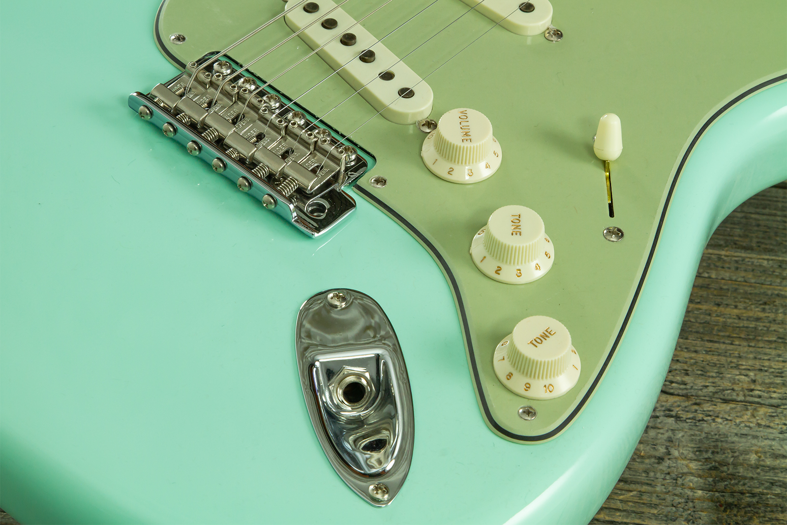 Fender Custom Shop Strat 1959 Vintage Custom 3s Trem Rw #r146975 - Time Capsule Faded Surf Green - Elektrische gitaar in Strat vorm - Variation 5