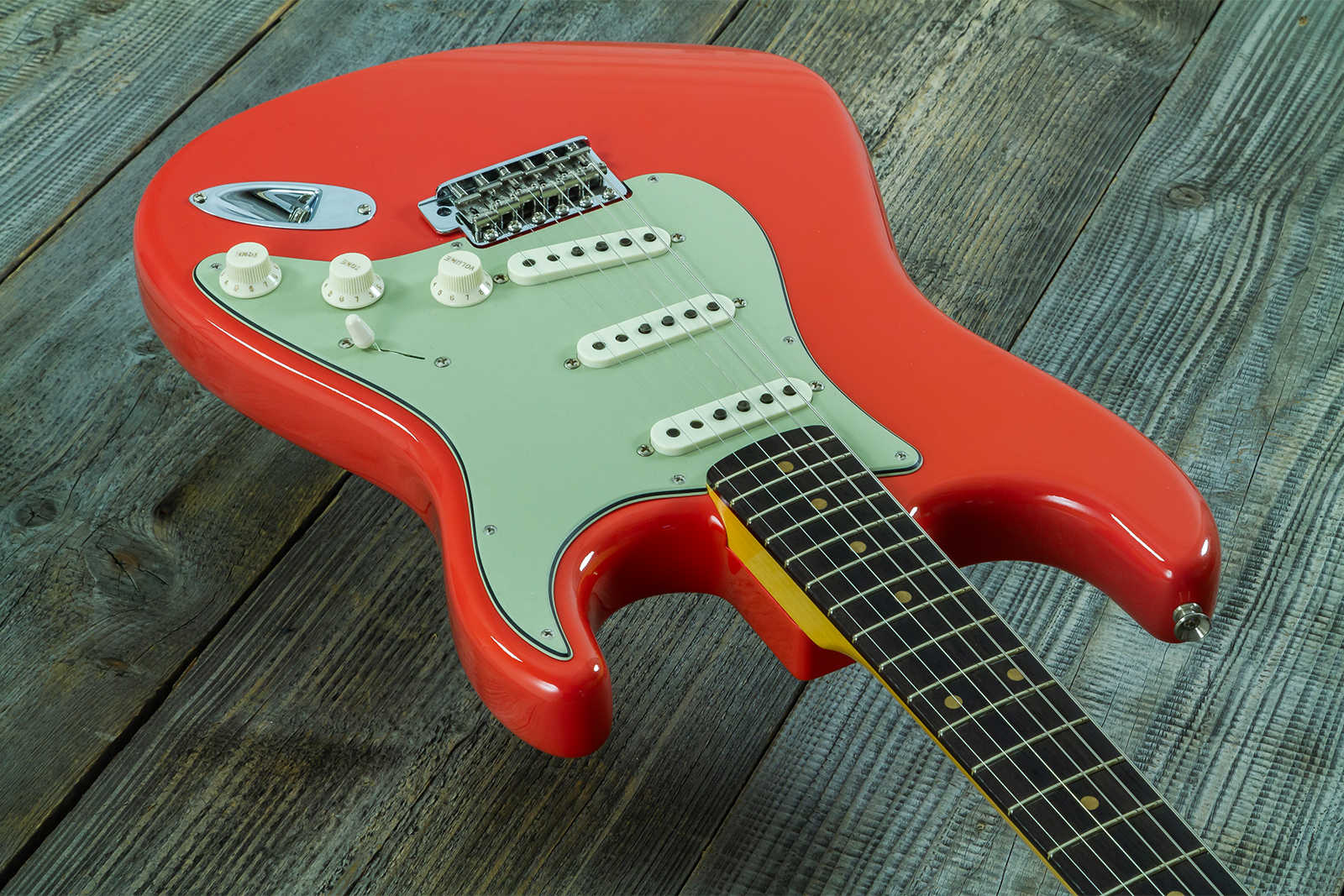 Fender Custom Shop Strat 1959 Vintage Custom 3s Trem Rw #r147785 - Time Capsule Fiesta Red - Elektrische gitaar in Strat vorm - Variation 3